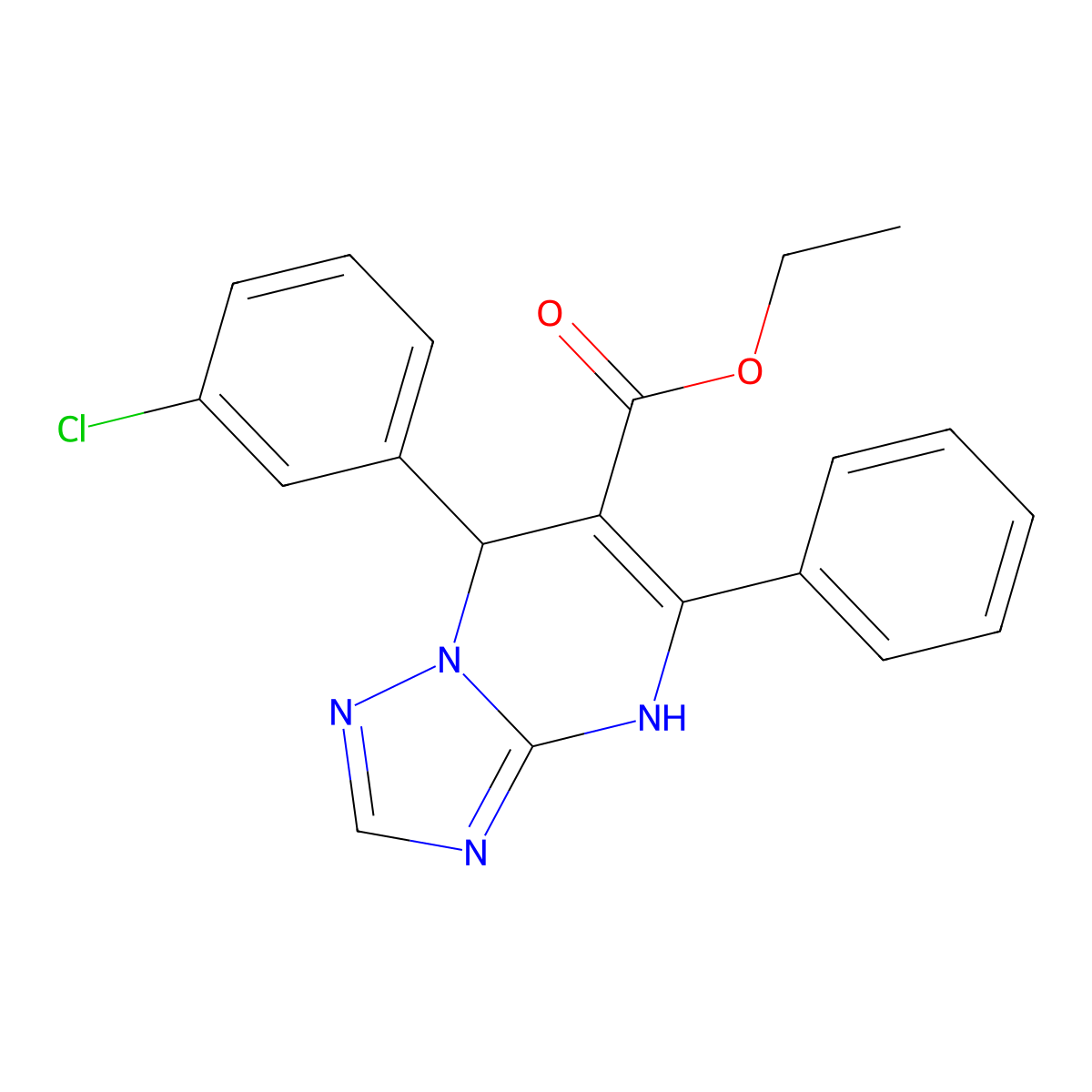 Ethyl 7-(3-chlorophenyl)-5-phenyl-4,7-dihydro[1,2,4]triazolo[1,5-a]pyrimidine-6-carboxylate molecular structure, CAS 727407-31-0