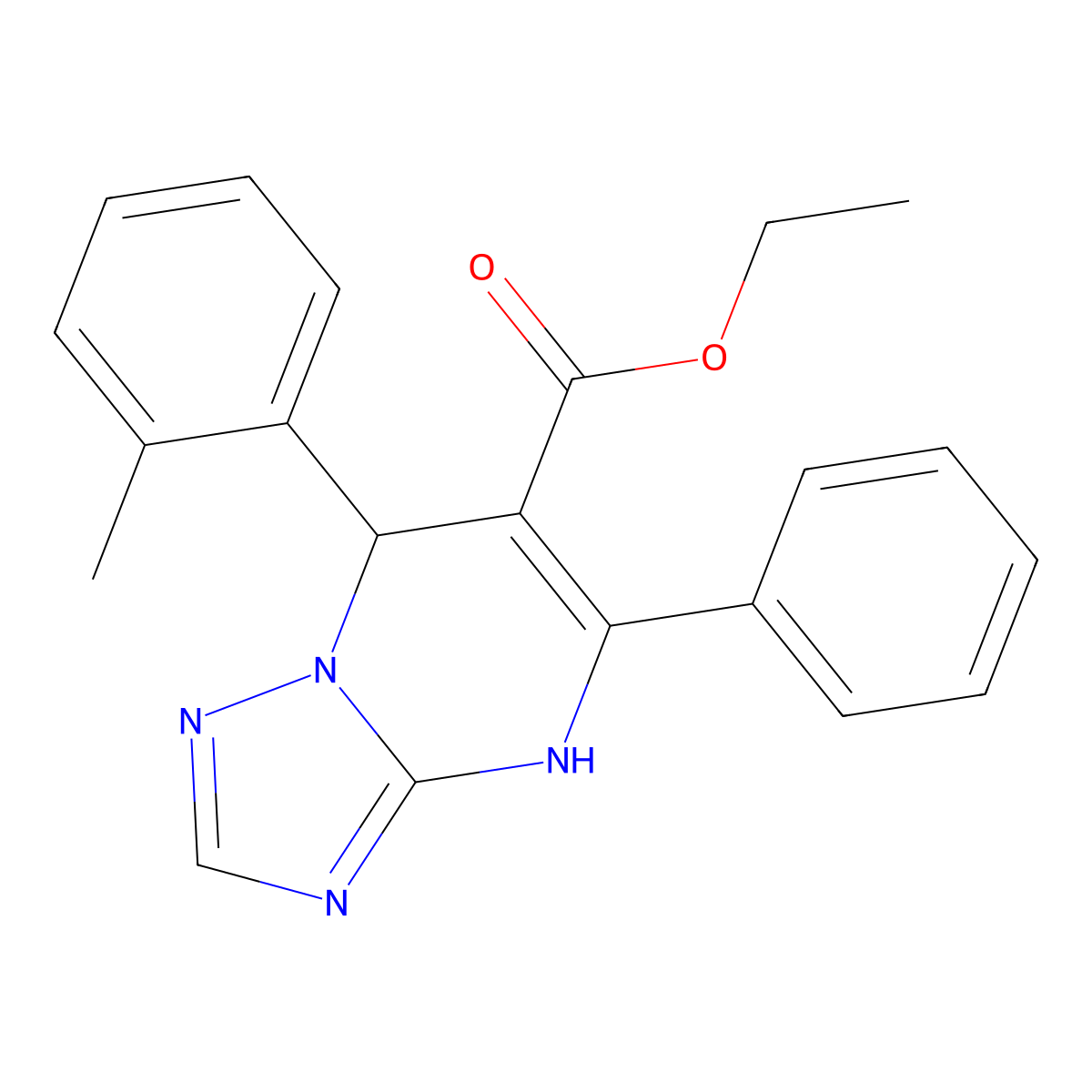 Ethyl 7-(2-methylphenyl)-5-phenyl-4,7-dihydro[1,2,4]triazolo[1,5-a]pyrimidine-6-carboxylate molecular structure, CAS 727407-33-2