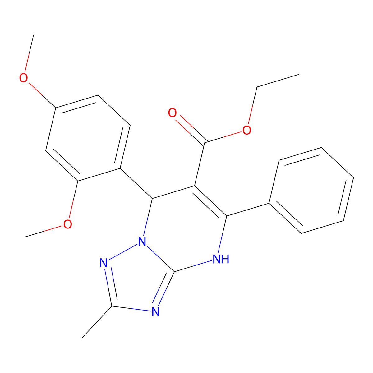Ethyl 7-(2,4-dimethoxyphenyl)-2-methyl-5-phenyl-4,7-dihydro[1,2,4]triazolo[1,5-a]pyrimidine-6-carboxylate molecular structure, CAS 727407-41-2
