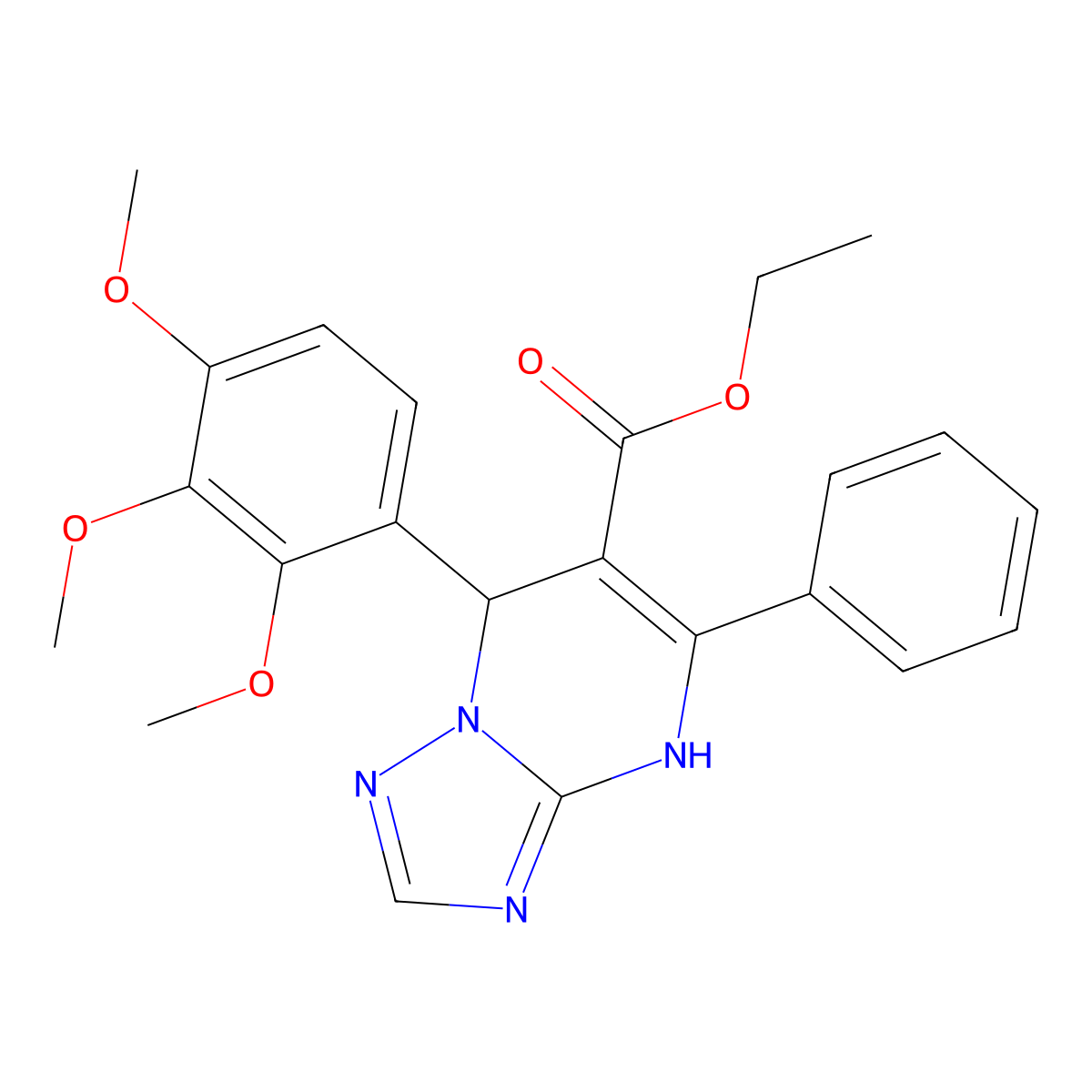 Ethyl 5-phenyl-7-(2,3,4-trimethoxyphenyl)-4,7-dihydro[1,2,4]triazolo[1,5-a]pyrimidine-6-carboxylate molecular structure, CAS 727407-42-3