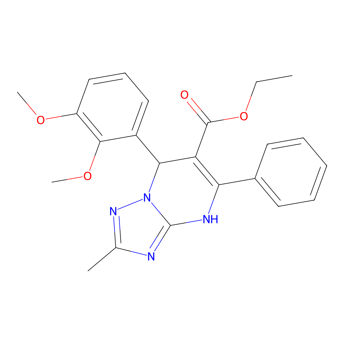 Ethyl 7-(2,3-dimethoxyphenyl)-2-methyl-5-phenyl-4,7-dihydro[1,2,4]triazolo[1,5-a]pyrimidine-6-carboxylate molecular structure, CAS 727407-45-6