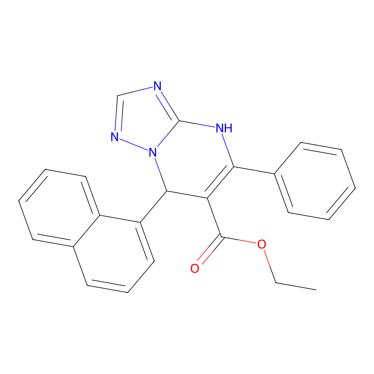 Ethyl 7-(naphthalen-1-yl)-5-phenyl-4,7-dihydro[1,2,4]triazolo[1,5-a]pyrimidine-6-carboxylate molecular structure, CAS 727407-47-8