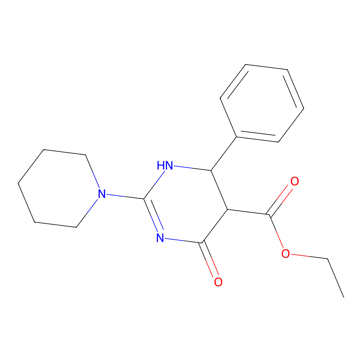 Ethyl 4-oxo-6-phenyl-2-(piperidin-1-yl)-1,4,5,6-tetrahydropyrimidine-5-carboxylate molecular structure, CAS 727407-52-5
