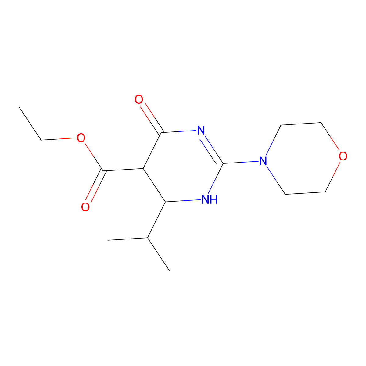 Ethyl 2-(morpholin-4-yl)-4-oxo-6-(propan-2-yl)-1,4,5,6-tetrahydropyrimidine-5-carboxylate molecular structure, CAS 727407-56-9