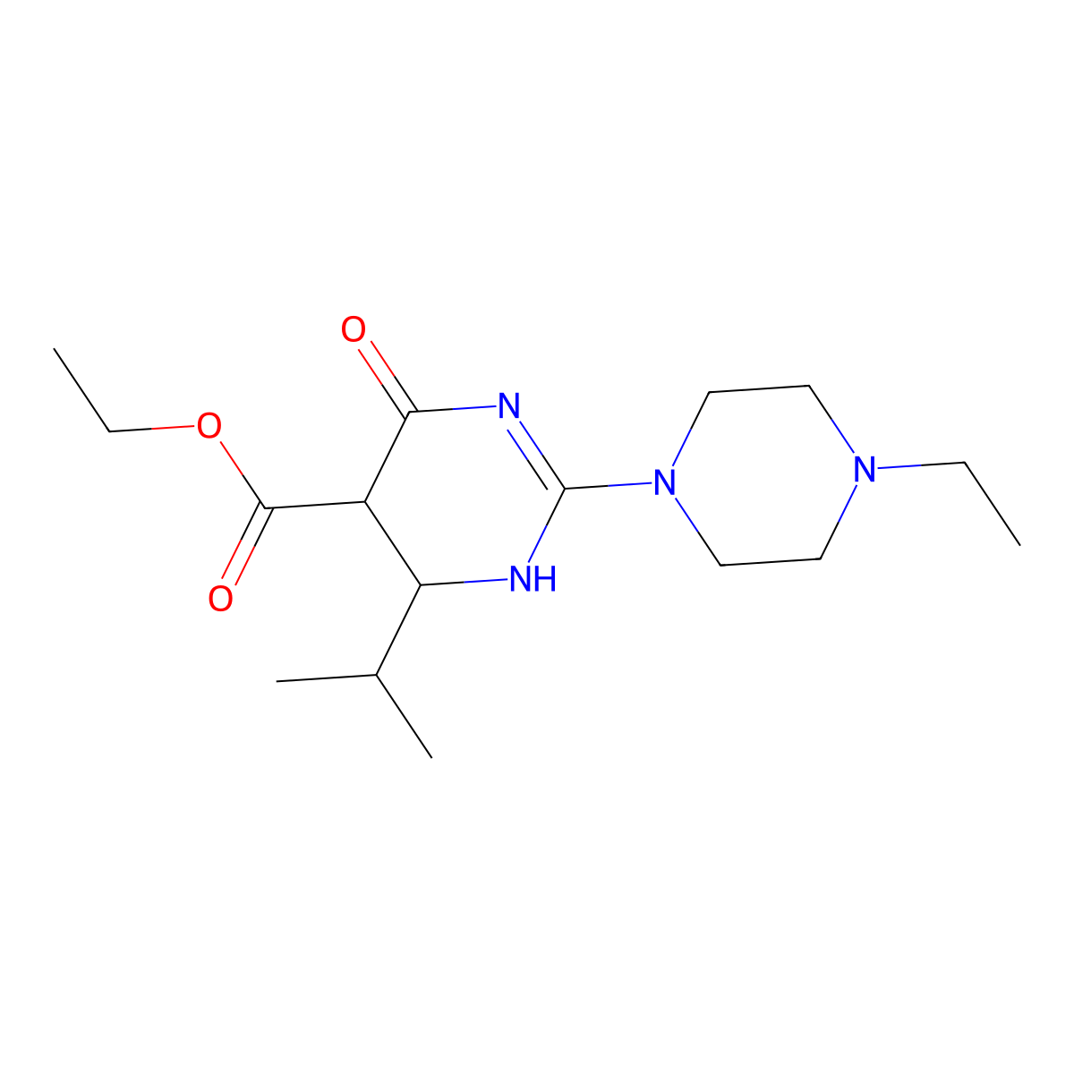 Ethyl 2-(4-ethylpiperazin-1-yl)-4-oxo-6-(propan-2-yl)-1,4,5,6-tetrahydropyrimidine-5-carboxylate molecular structure, CAS 727407-57-0