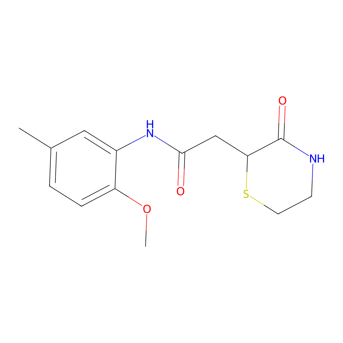 N-(2-methoxy-5-methylphenyl)-2-(3-oxothiomorpholin-2-yl)acetamide molecular structure, CAS 727407-72-9