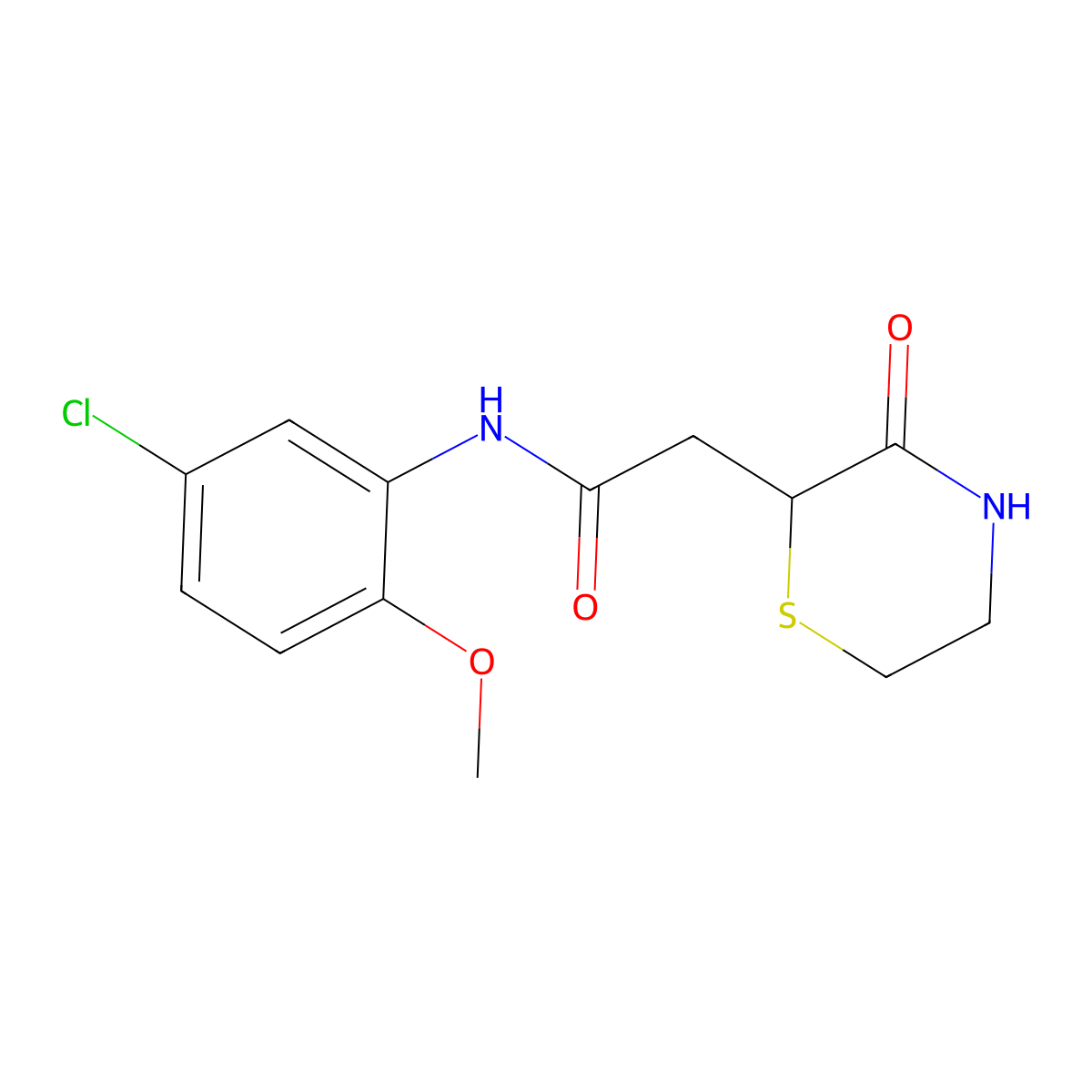 N-(5-chloro-2-methoxyphenyl)-2-(3-oxothiomorpholin-2-yl)acetamide molecular structure, CAS 727407-73-0