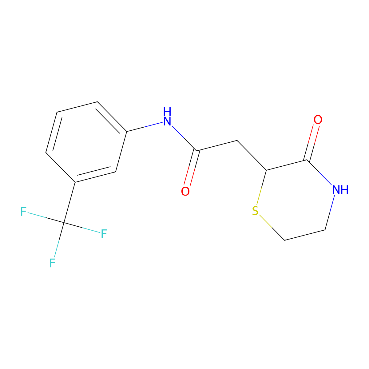 2-(3-oxothiomorpholin-2-yl)-N-[3-(trifluoromethyl)phenyl]acetamide molecular structure, CAS 727407-75-2