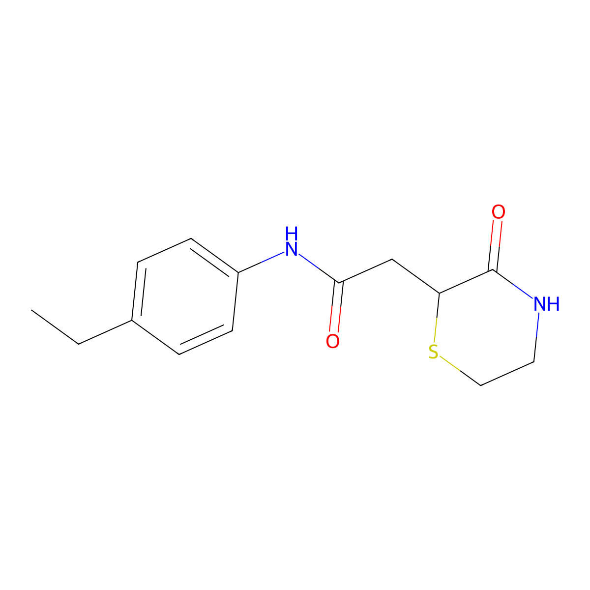 N-(4-ethylphenyl)-2-(3-oxothiomorpholin-2-yl)acetamide molecular structure, CAS 727407-76-3