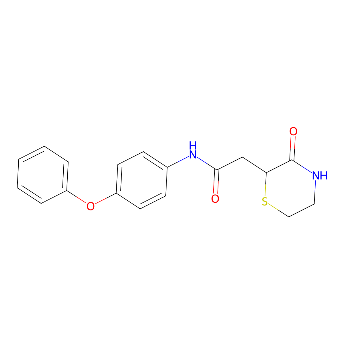 2-(3-oxothiomorpholin-2-yl)-N-(4-phenoxyphenyl)acetamide molecular structure, CAS 727407-77-4