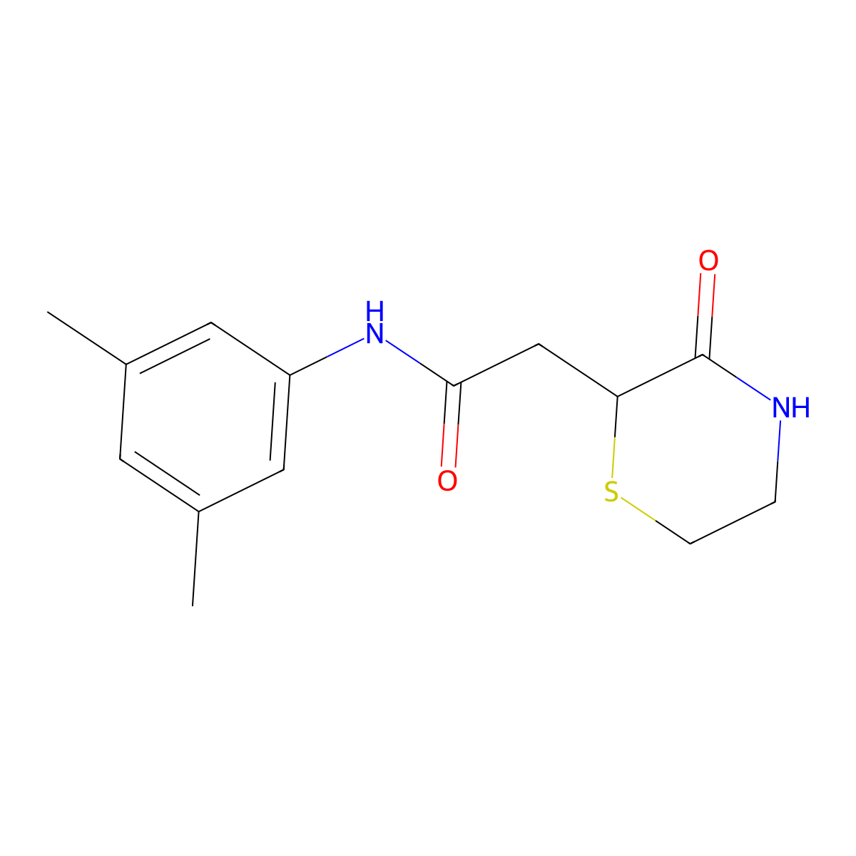 N-(3,5-dimethylphenyl)-2-(3-oxothiomorpholin-2-yl)acetamide molecular structure, CAS 727407-78-5