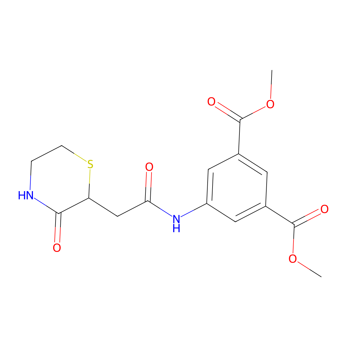 Dimethyl 5-{[(3-oxo-2-thiomorpholinyl)acetyl]amino}isophthalate molecular structure, CAS 727407-79-6