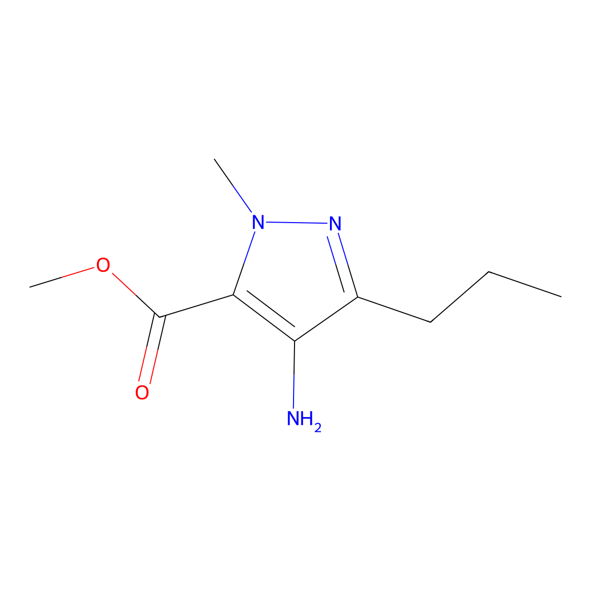 Methyl 4-amino-1-methyl-3-propyl-1H-pyrazole-5-carboxylate molecular structure, CAS 727408-28-8