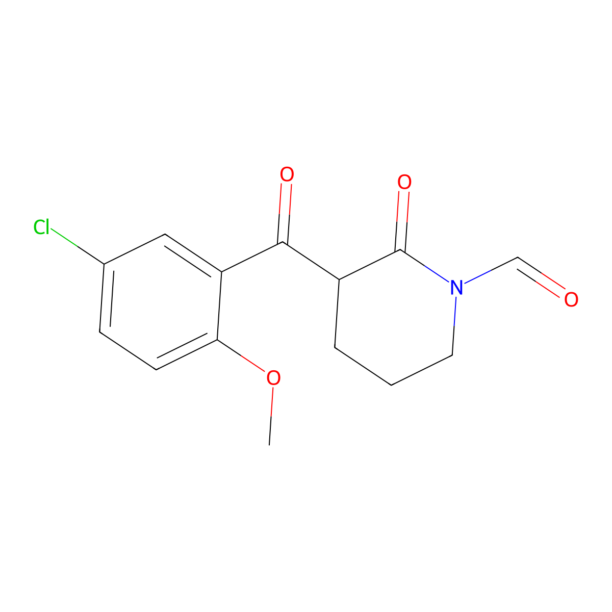 3-(5-Chloro-2-methoxybenzoyl)-2-oxopiperidine-1-carbaldehyde molecular structure, CAS 727418-70-4