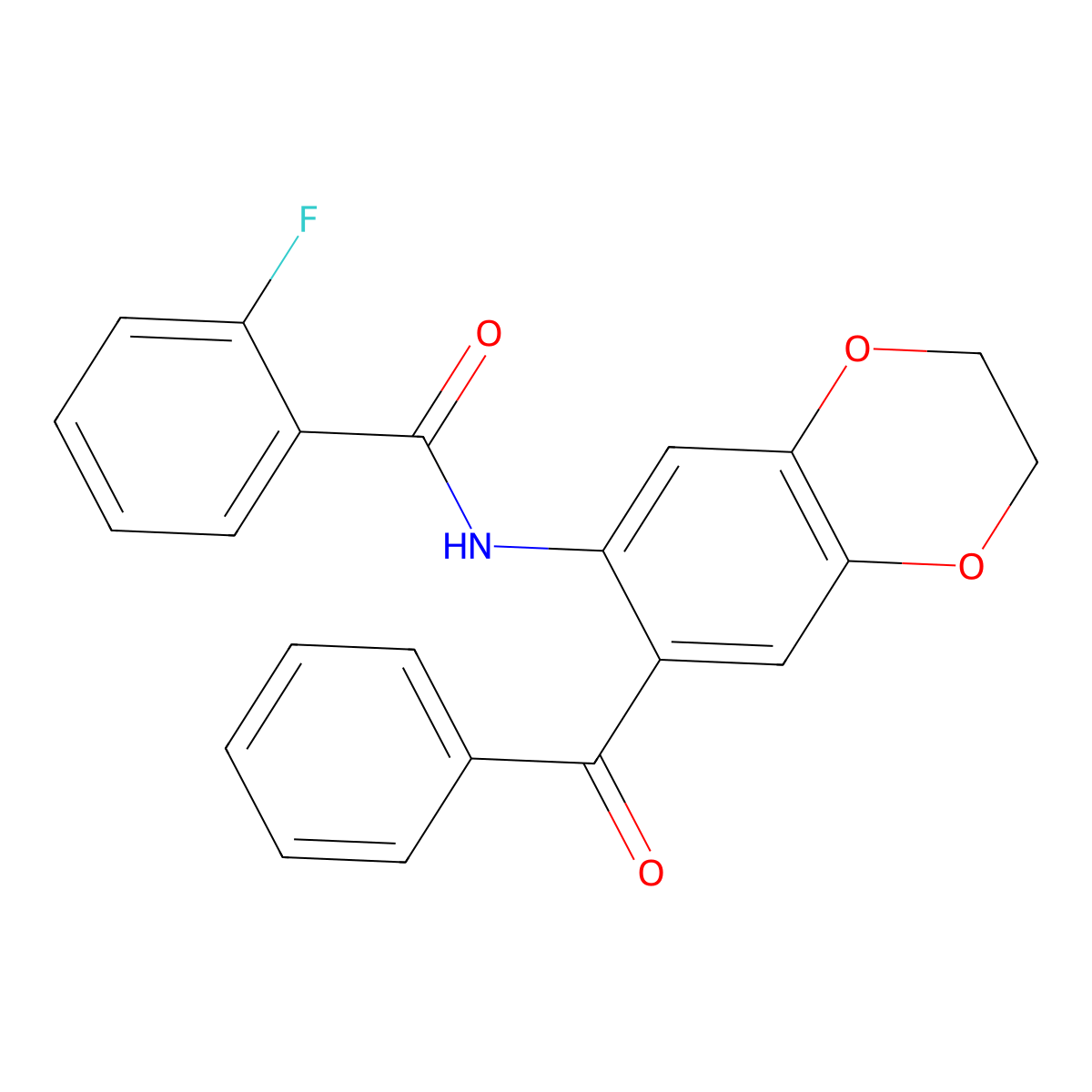 N-(7-benzoyl-2,3-dihydro-1,4-benzodioxin-6-yl)-2-fluorobenzamide molecular structure, CAS 727419-58-1