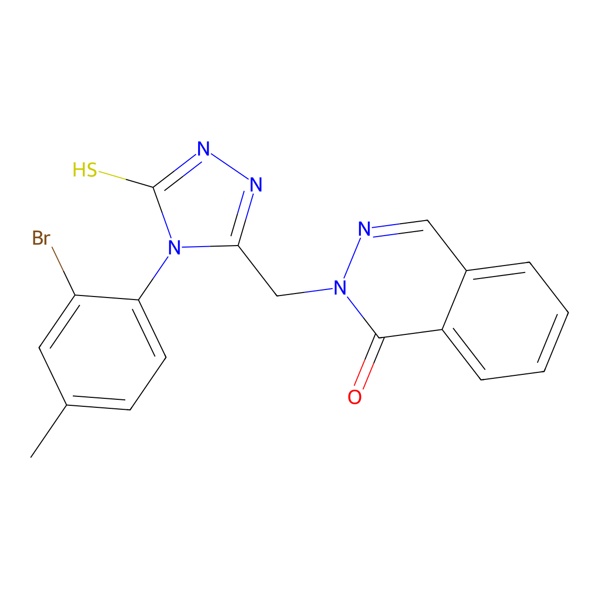 2-[[4-(2-bromo-4-methylphenyl)-5-sulfanylidene-1H-1,2,4-triazol-3-yl]methyl]phthalazin-1-one molecular structure, CAS 727419-63-8