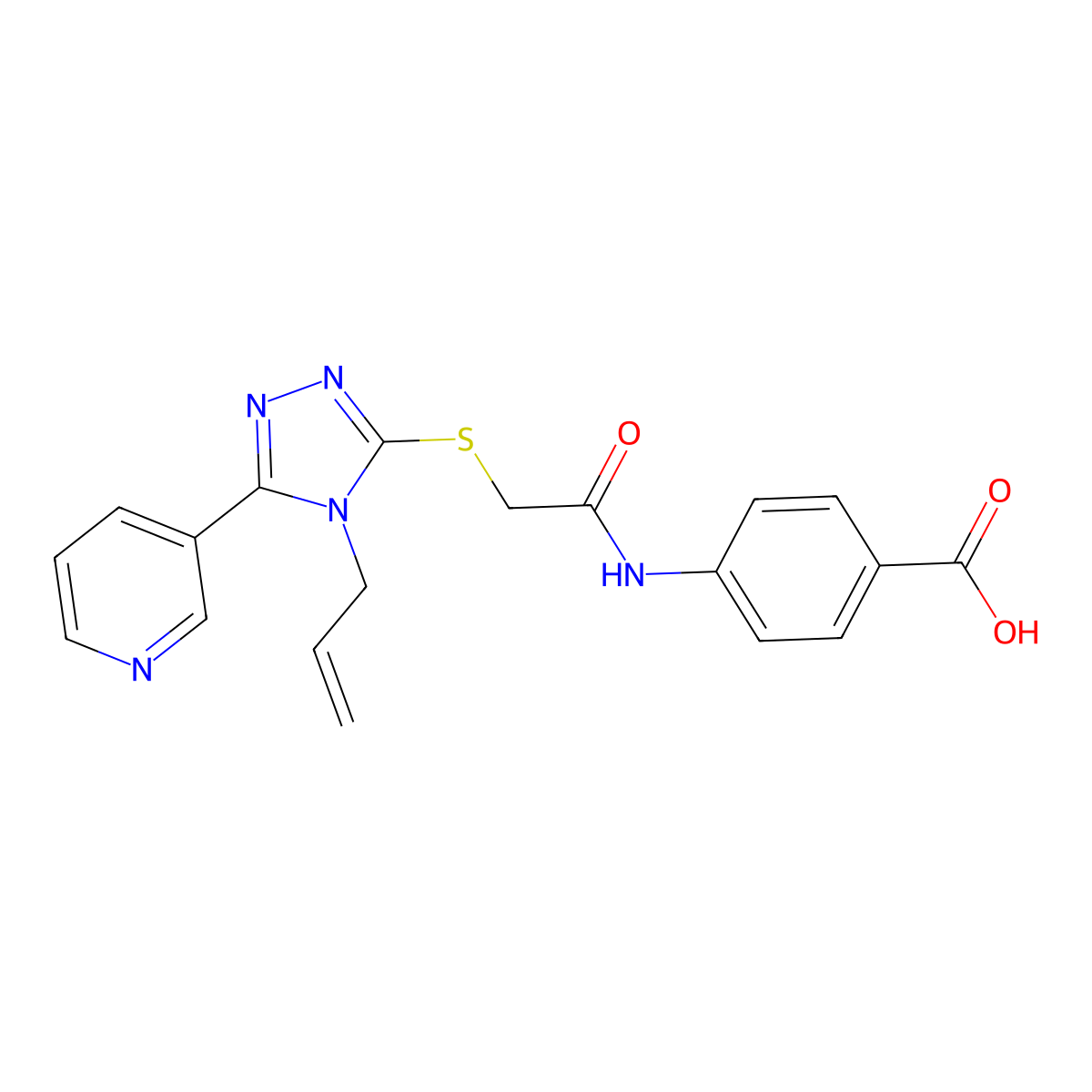 4-[({[4-(prop-2-en-1-yl)-5-(pyridin-3-yl)-4H-1,2,4-triazol-3-yl]sulfanyl}acetyl)amino]benzoic acid molecular structure, CAS 727419-68-3