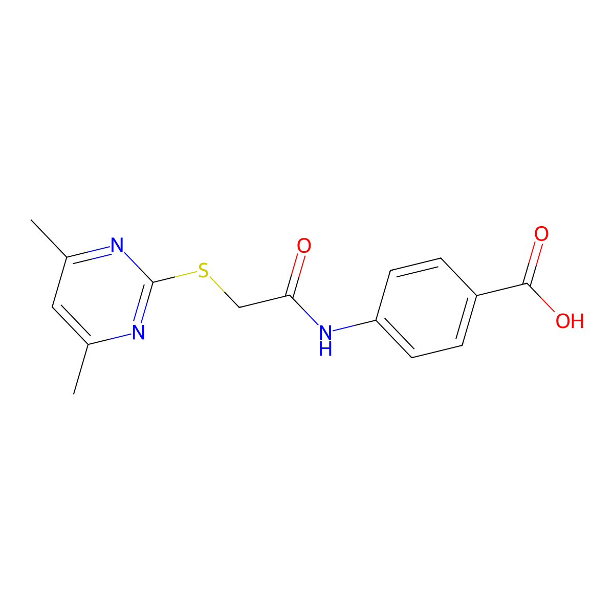 4-(2-((4,6-Dimethylpyrimidin-2-yl)thio)acetamido)benzoic acid molecular structure, CAS 727419-79-6