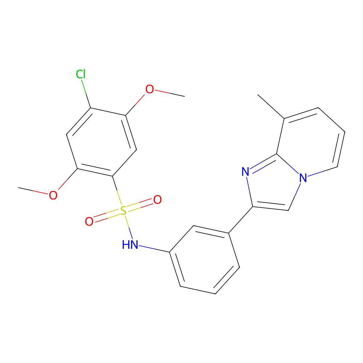 4-chloro-2,5-dimethoxy-N-(3-{8-methylimidazo[1,2-a]pyridin-2-yl}phenyl)benzene-1-sulfonamide molecular structure, CAS 727420-10-2