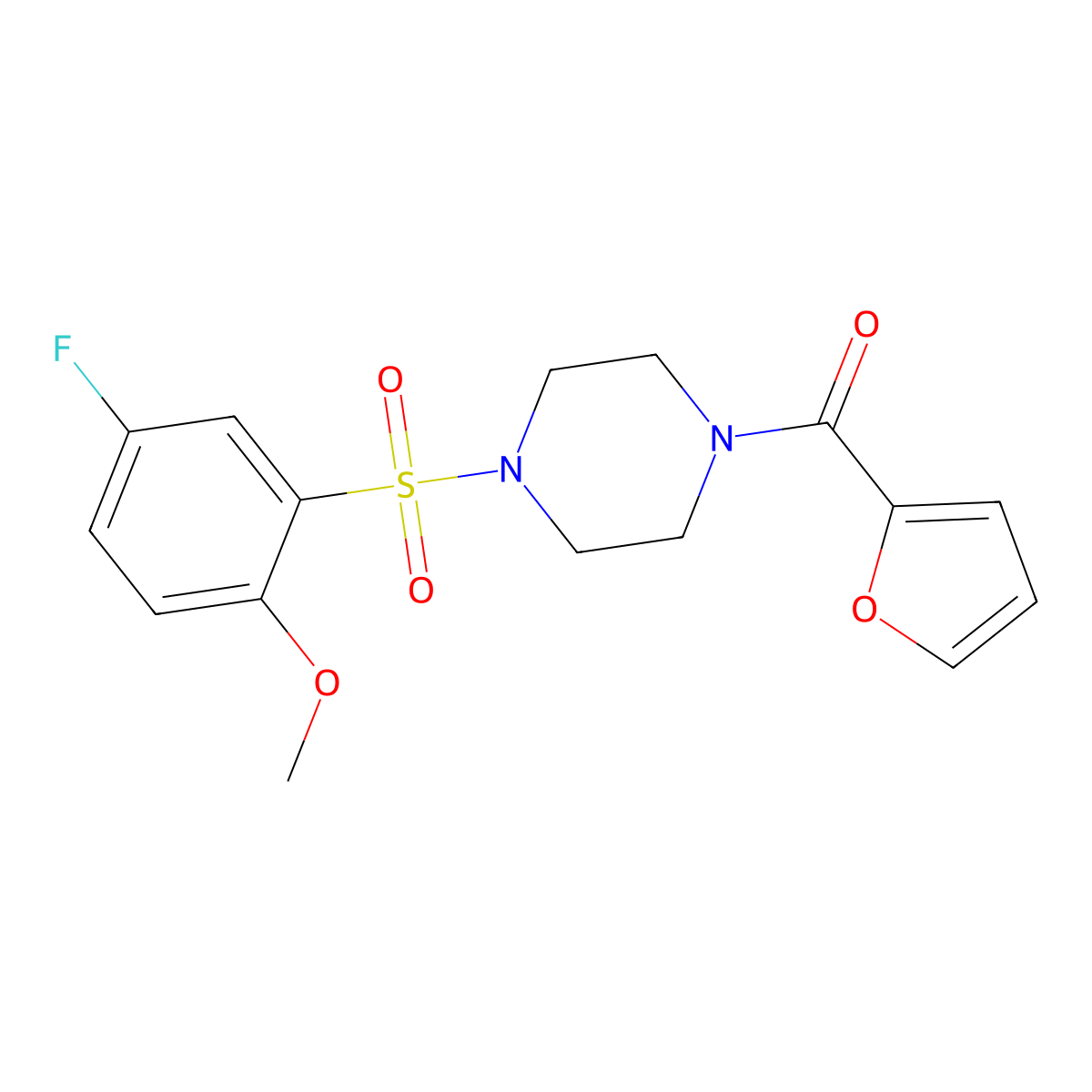 1-[(5-Fluoro-2-methoxyphenyl)sulfonyl]-4-(2-furoyl)piperazine molecular structure, CAS 727420-13-5