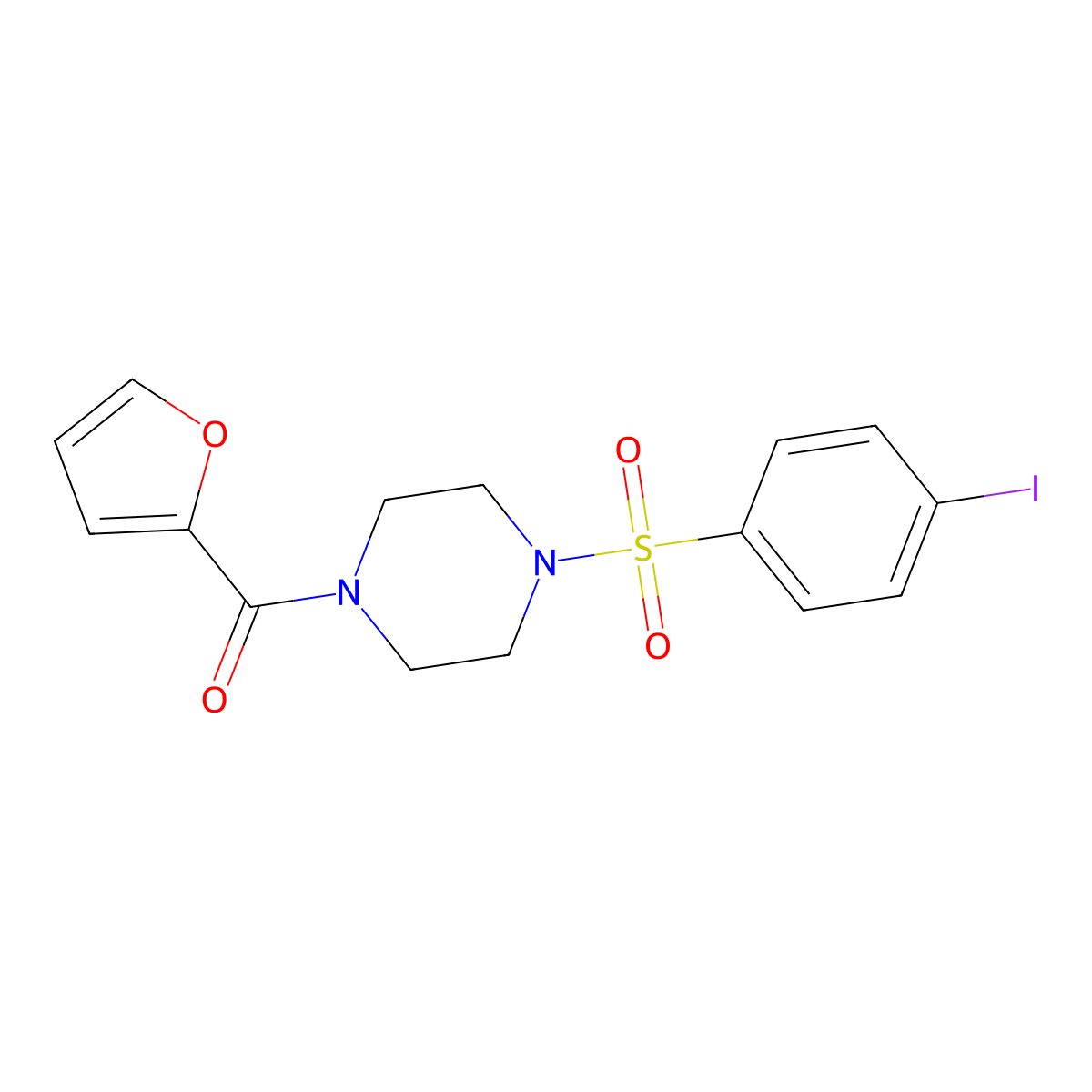 2-Furyl 4-[(4-iodophenyl)sulfonyl]piperazinyl ketone molecular structure, CAS 727420-14-6