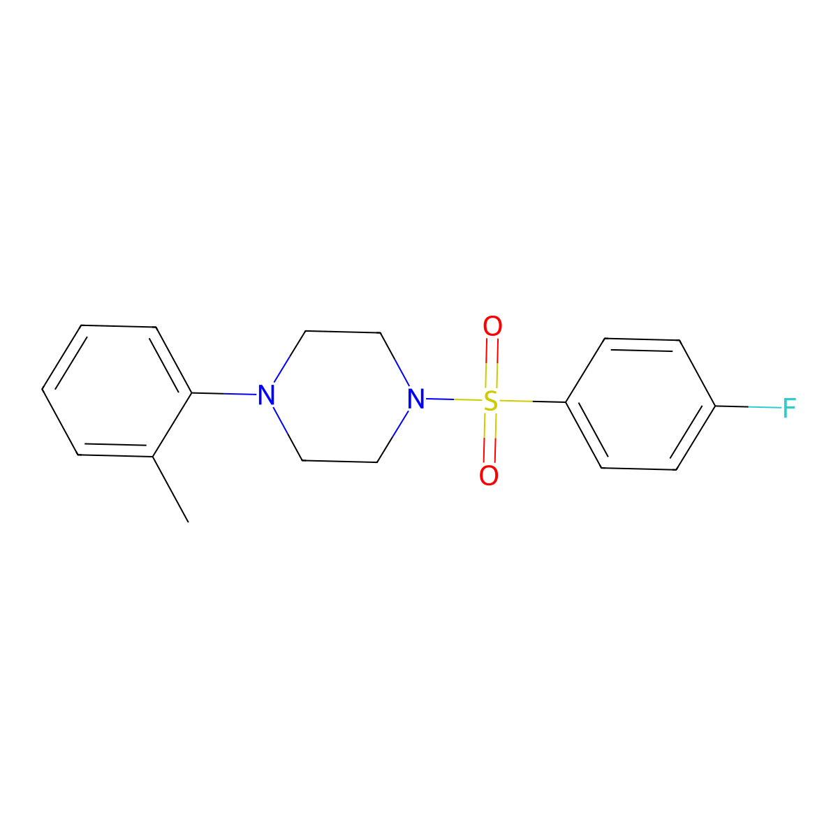 1-[(4-Fluorophenyl)sulfonyl]-4-(2-methylphenyl)piperazine molecular structure, CAS 727420-16-8
