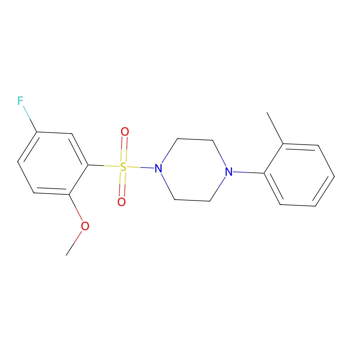 1-(5-Fluoro-2-methoxyphenyl)sulfonyl-4-(2-methylphenyl)piperazine molecular structure, CAS 727420-18-0