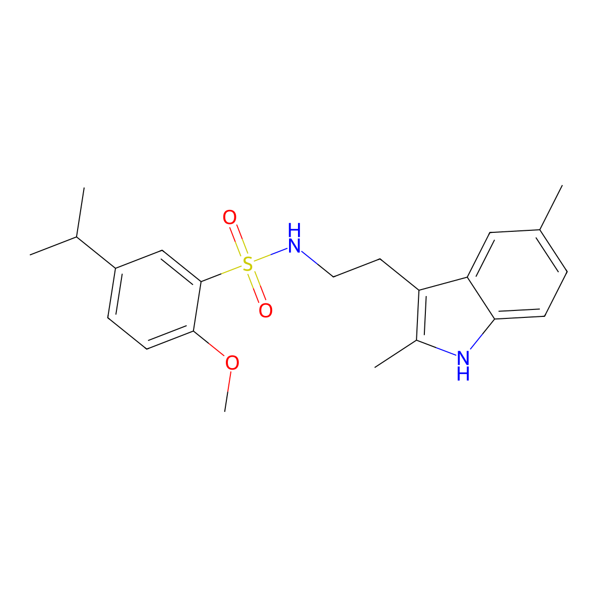 N-[2-(2,5-dimethyl-1H-indol-3-yl)ethyl]-2-methoxy-5-(propan-2-yl)benzenesulfonamide molecular structure, CAS 727420-46-4