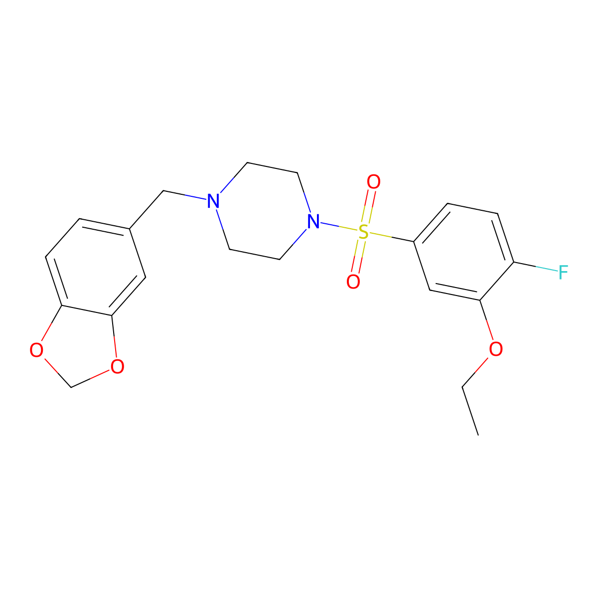 1-(1,3-Benzodioxol-5-ylmethyl)-4-[(3-ethoxy-4-fluorophenyl)sulfonyl]piperazine molecular structure, CAS 727420-54-4
