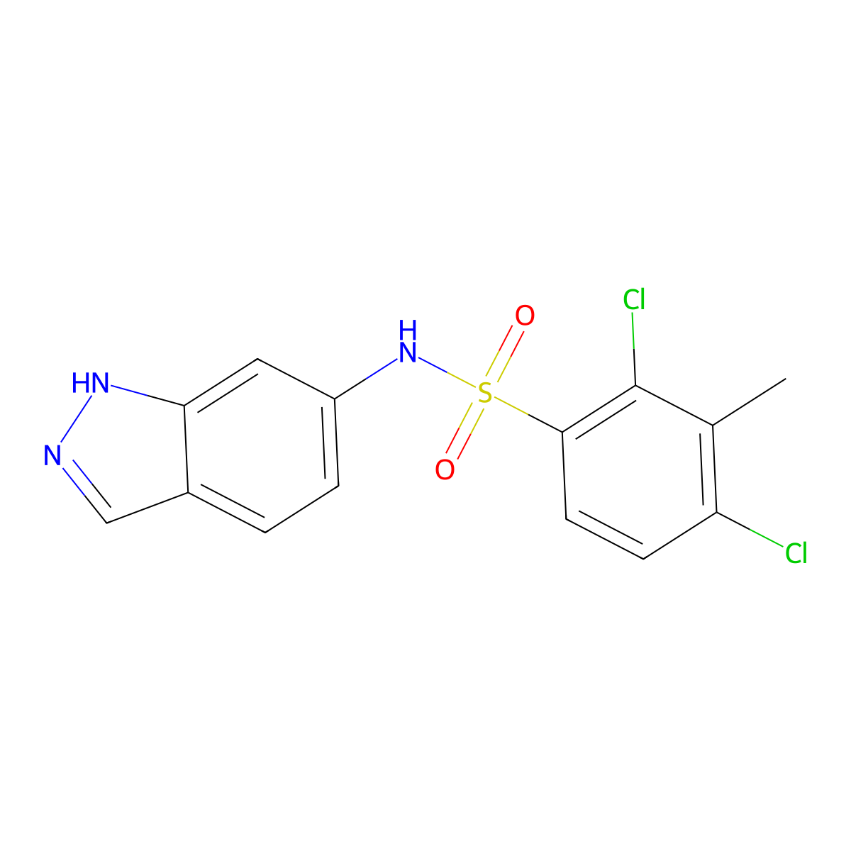 2,4-Dichloro-N-1H-indazol-6-yl-3-methylbenzenesulfonamide molecular structure, CAS 727420-59-9