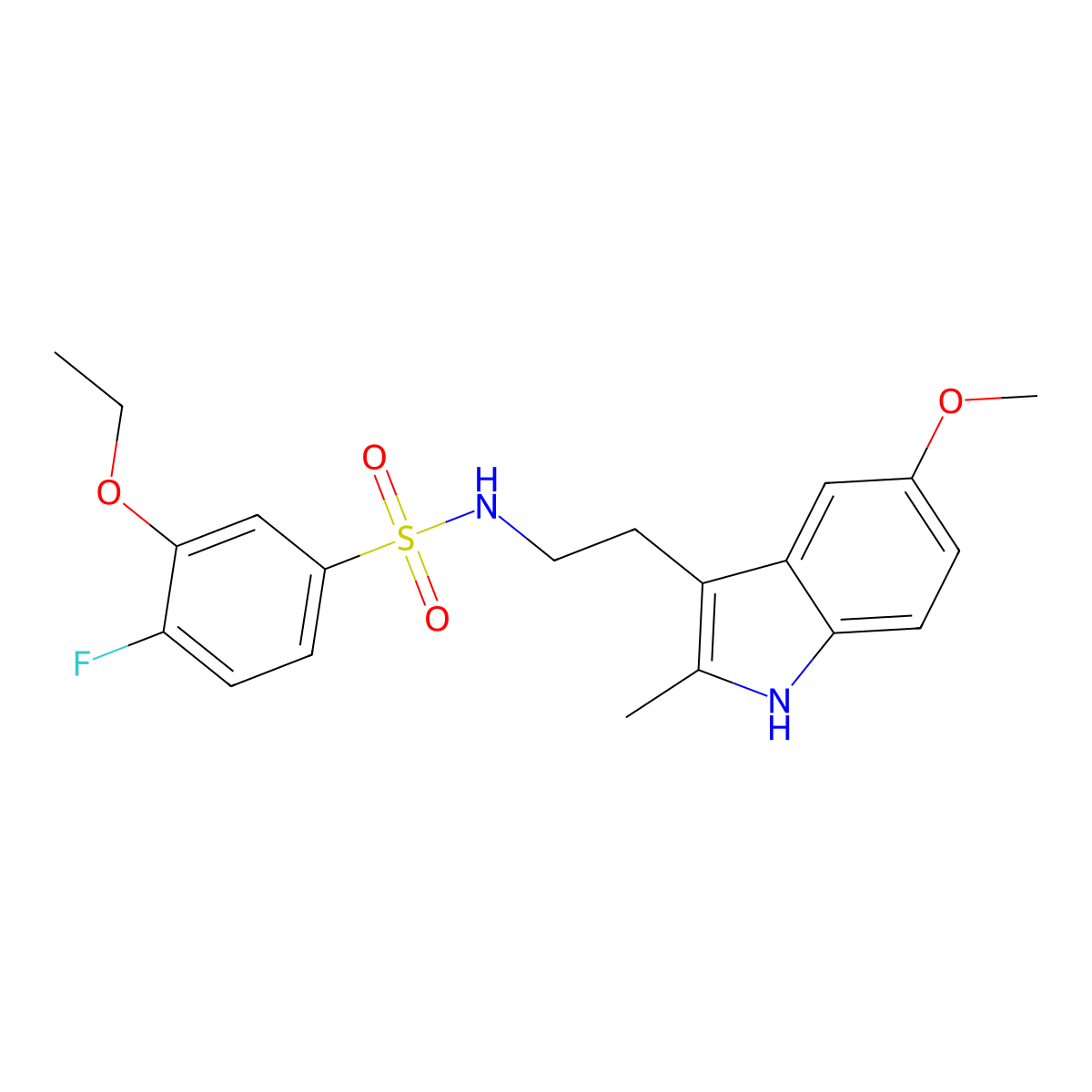 3-ethoxy-4-fluoro-N-[2-(5-methoxy-2-methyl-1H-indol-3-yl)ethyl]benzene-1-sulfonamide molecular structure, CAS 727420-69-1