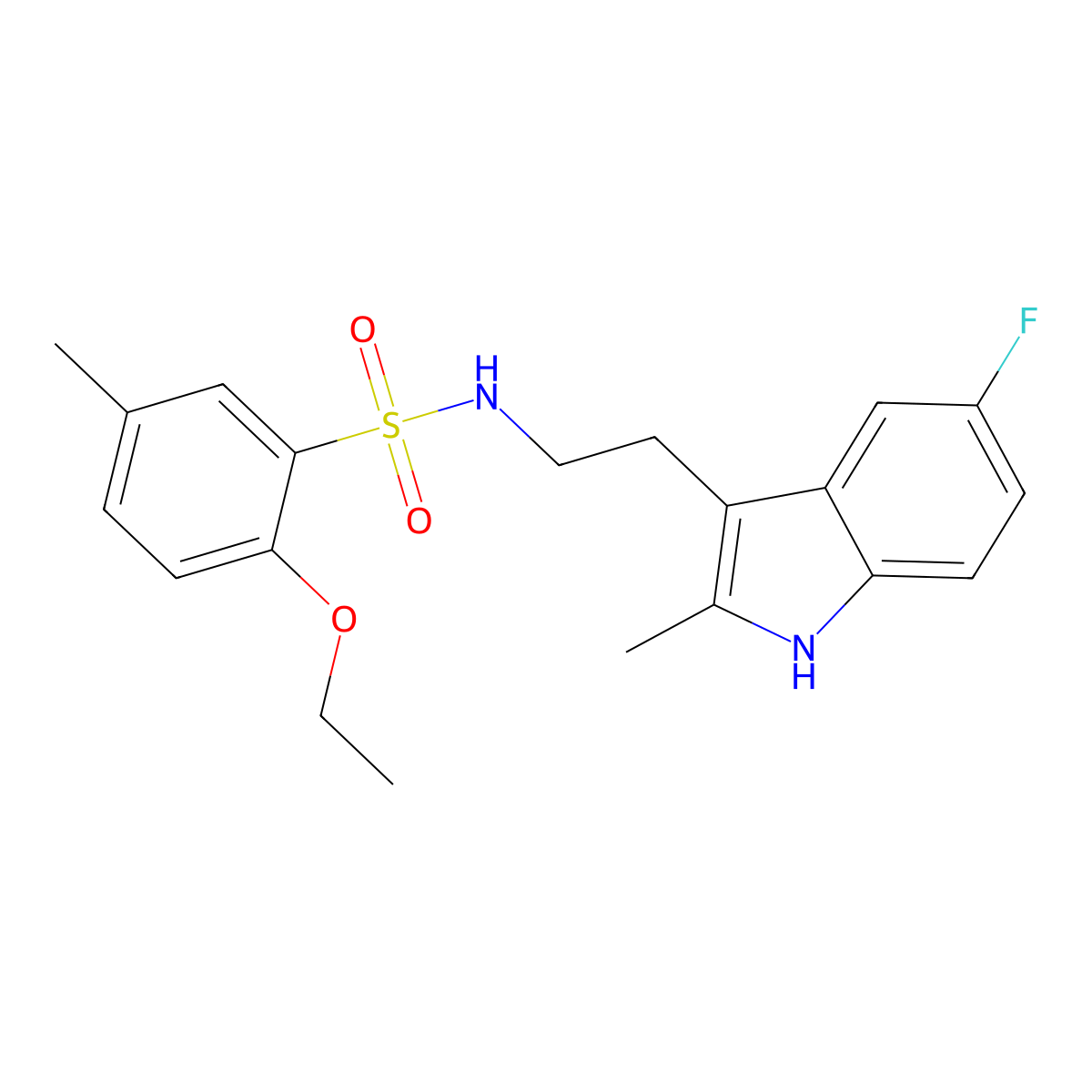 2-ethoxy-N-[2-(5-fluoro-2-methyl-1H-indol-3-yl)ethyl]-5-methylbenzene-1-sulfonamide molecular structure, CAS 727420-72-6
