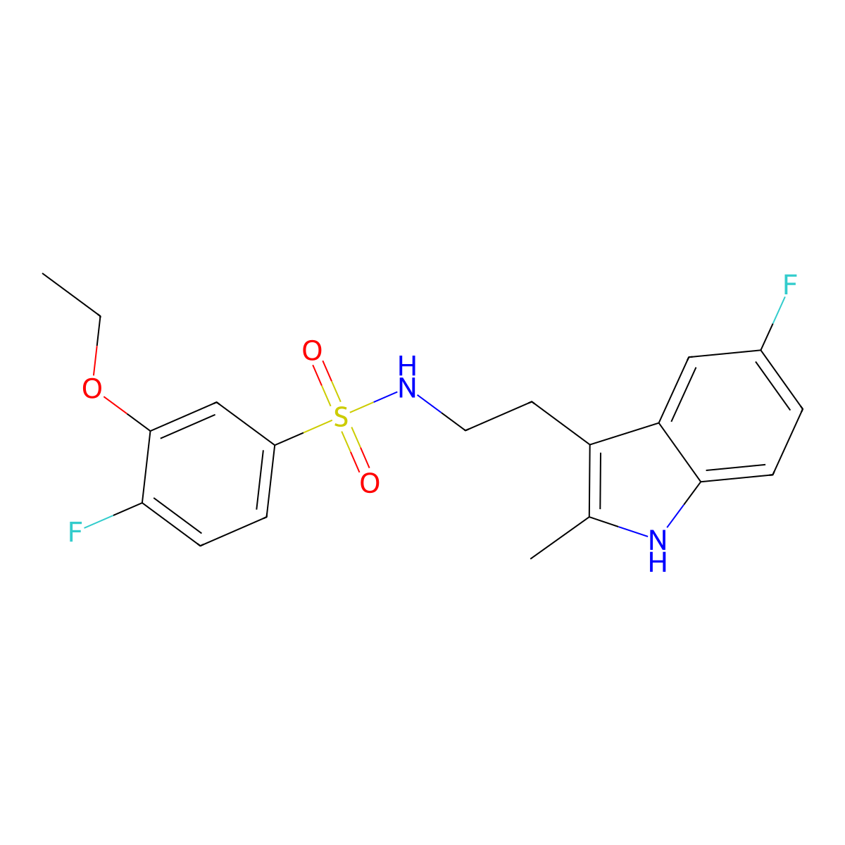 3-ethoxy-4-fluoro-N-[2-(5-fluoro-2-methyl-1H-indol-3-yl)ethyl]benzene-1-sulfonamide molecular structure, CAS 727420-73-7