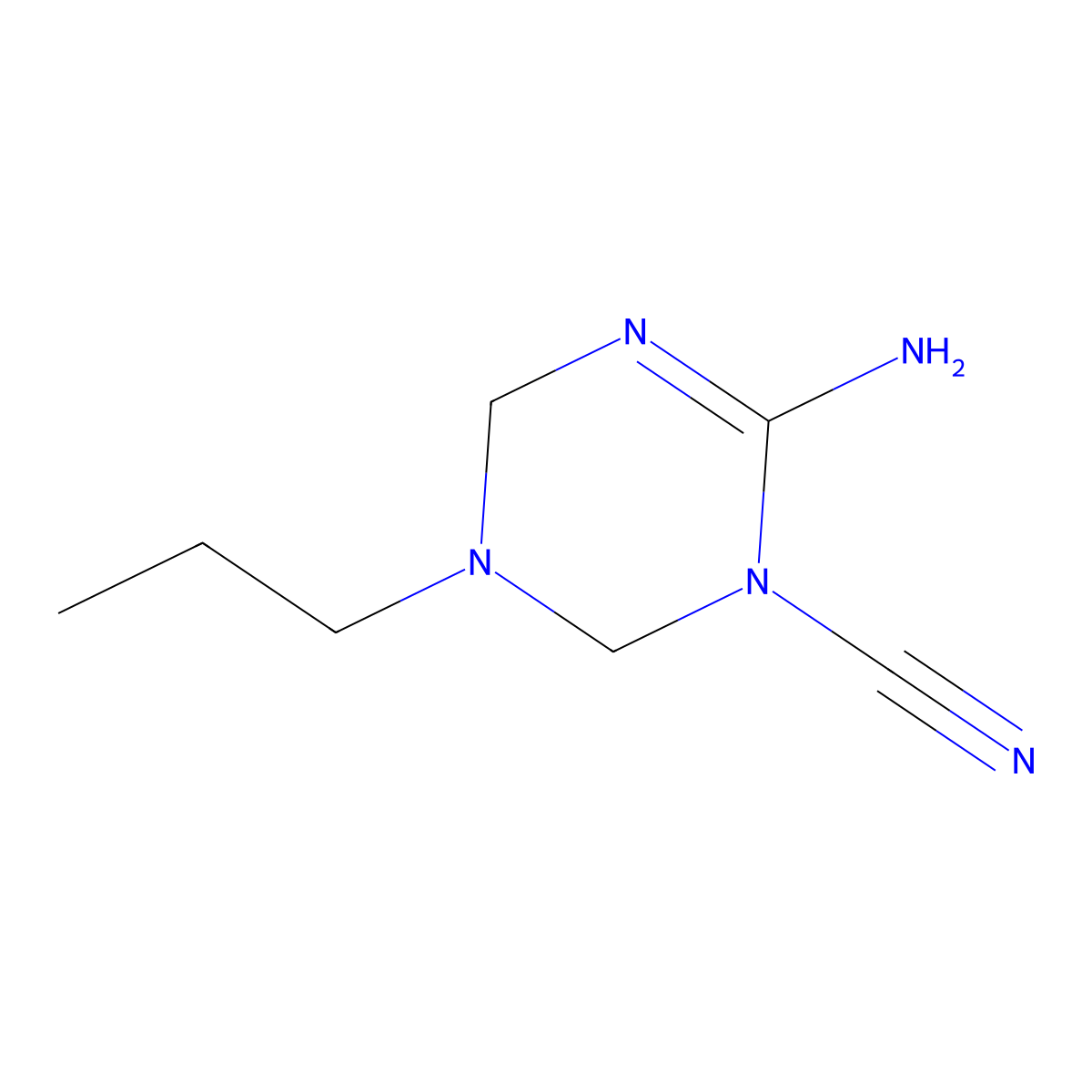 6-amino-3-propyl-3,4-dihydro-1,3,5-triazine-1(2H)-carbonitrile molecular structure, CAS 727421-04-7