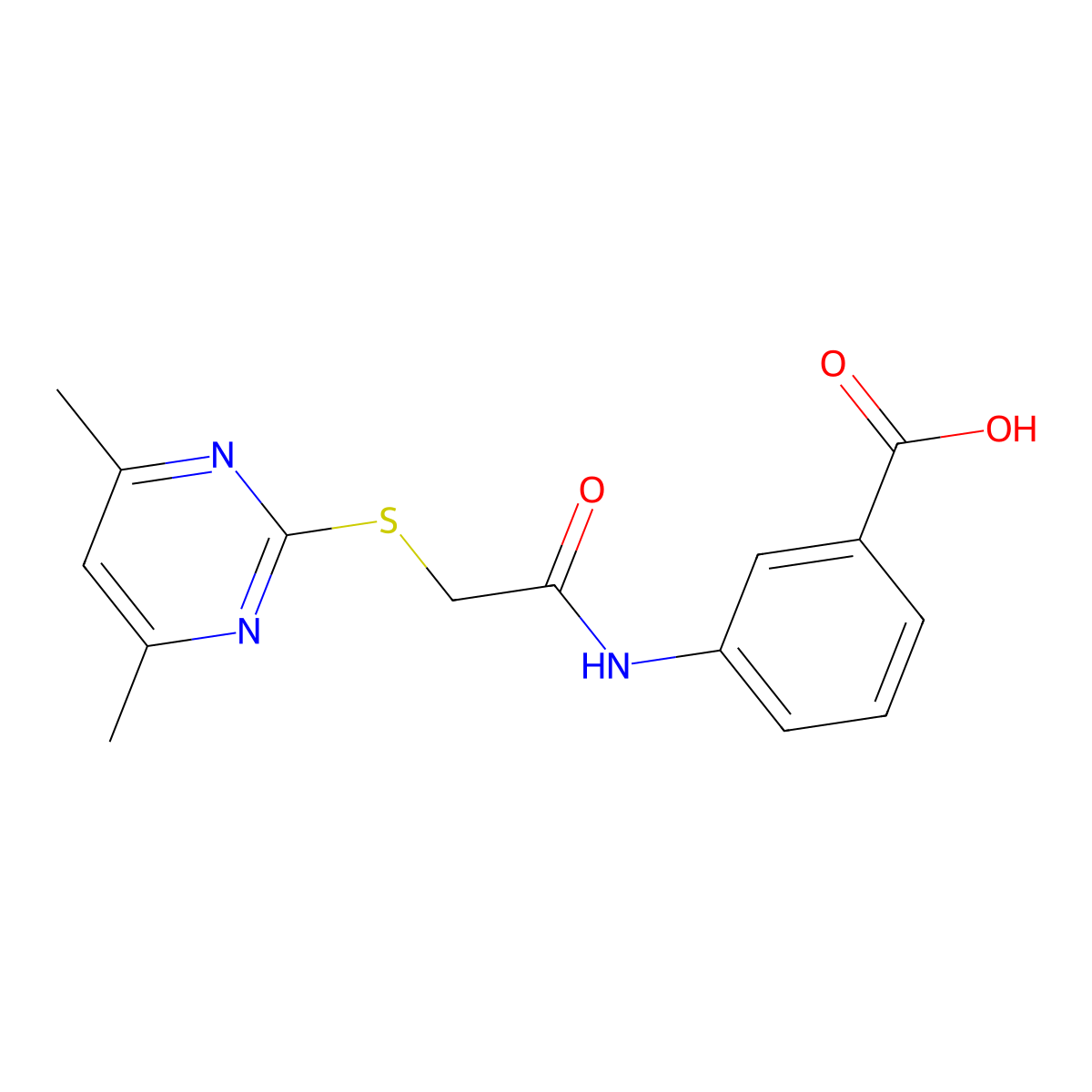 3-({[(4,6-Dimethylpyrimidin-2-yl)thio]acetyl}amino)benzoic acid molecular structure, CAS 727421-84-3