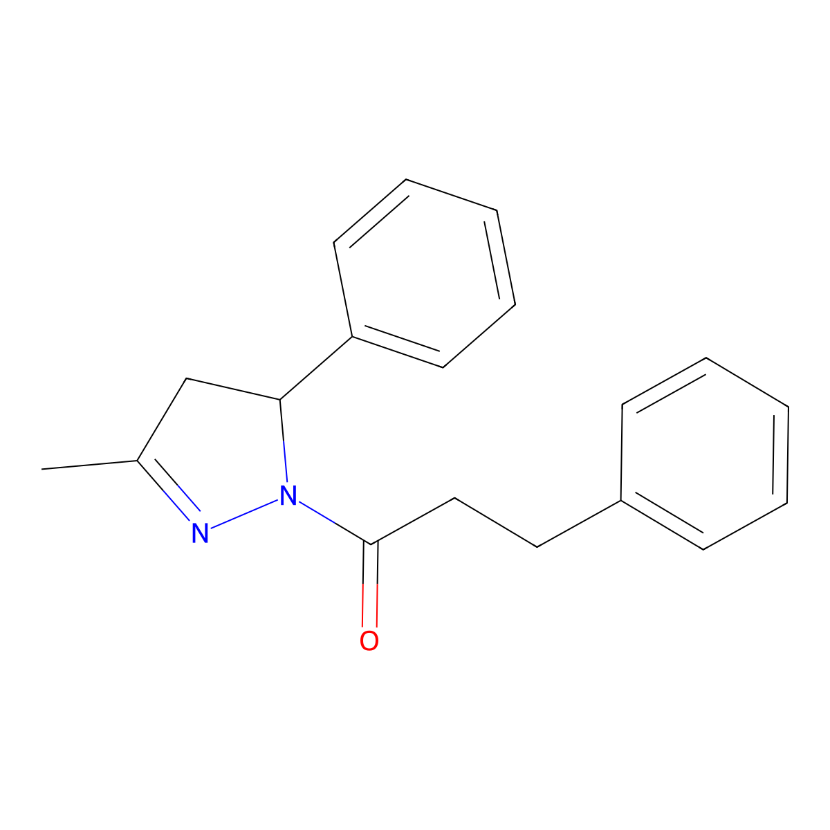 3-methyl-5-phenyl-1-(3-phenylpropanoyl)-4,5-dihydro-1H-pyrazole molecular structure, CAS 727421-86-5