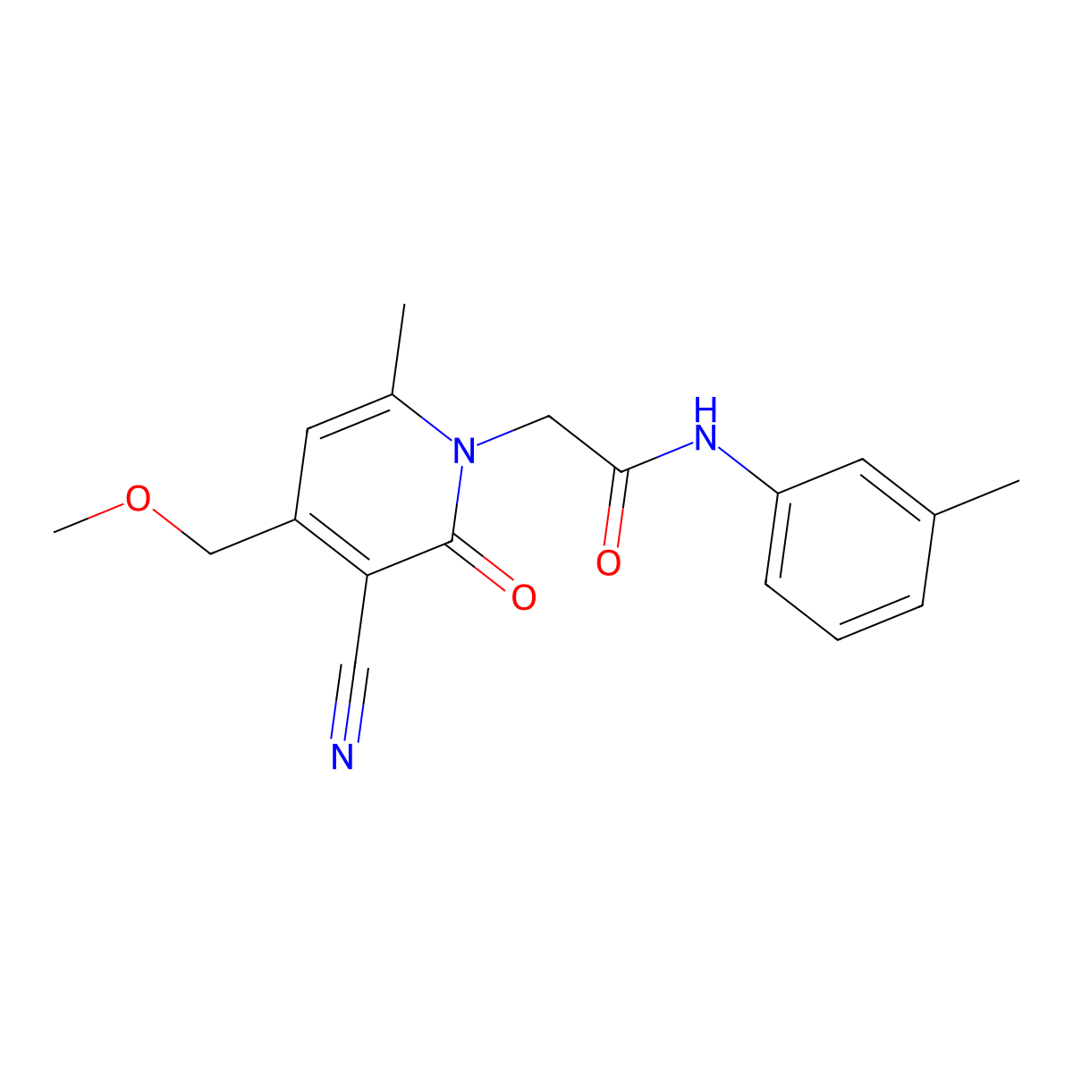 2-[3-cyano-4-(methoxymethyl)-6-methyl-2-oxopyridin-1-yl]-N-(3-methylphenyl)acetamide molecular structure, CAS 727421-99-0