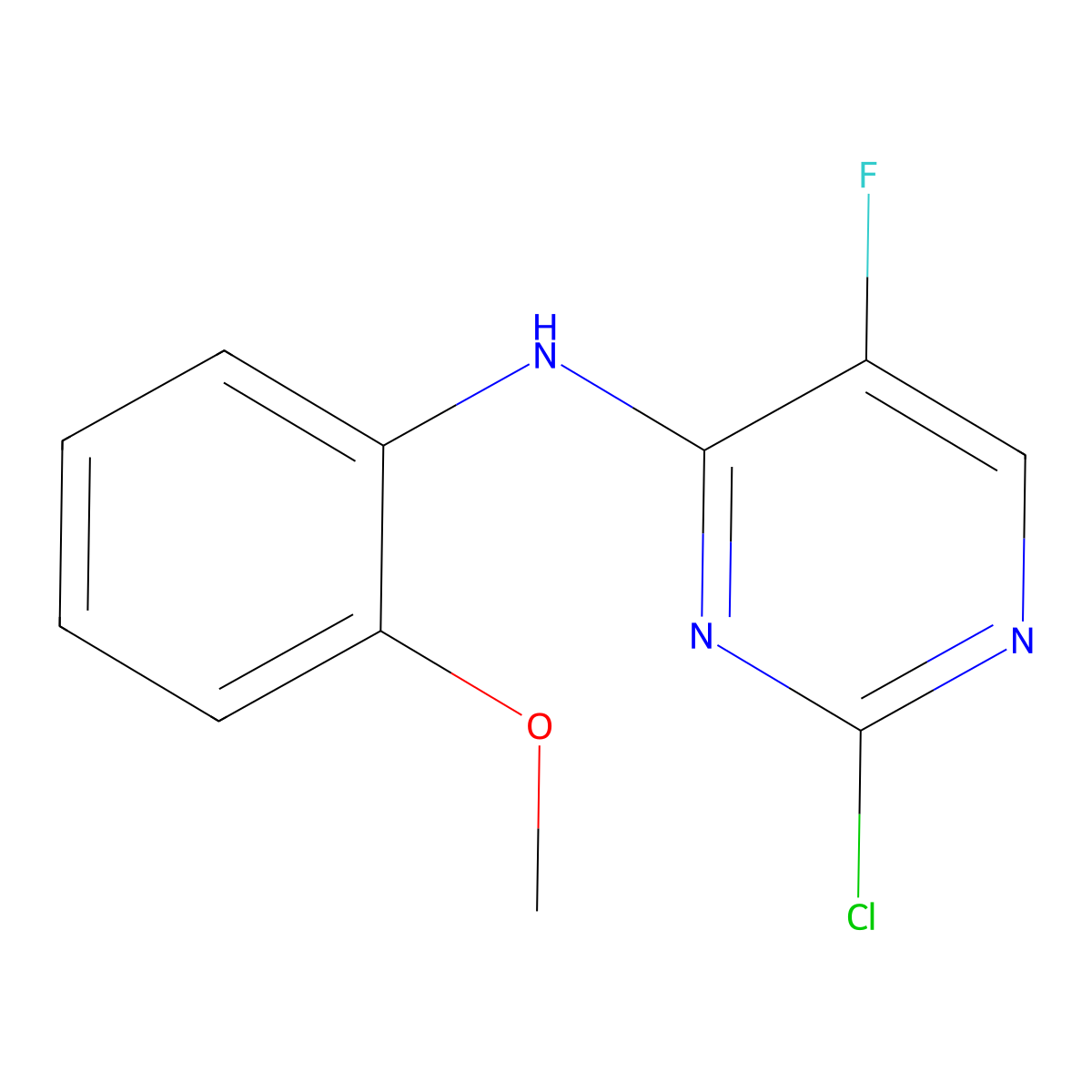 2-chloro-5-fluoro-N-(2-methoxyphenyl)pyrimidin-4-amine molecular structure, CAS 727422-01-7