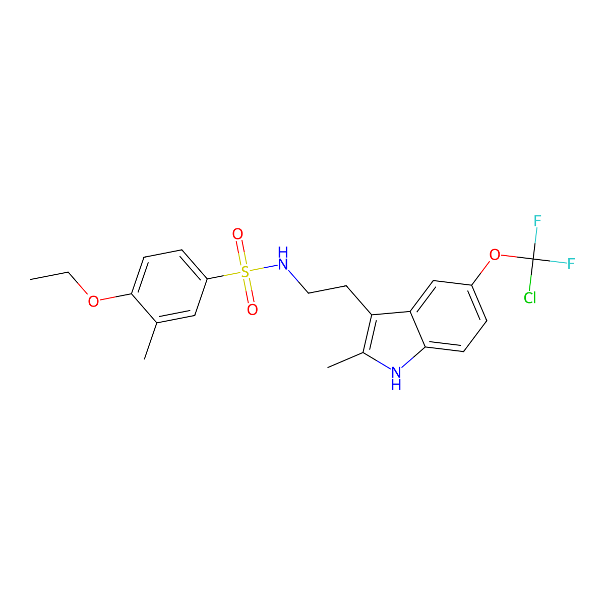 N-{2-[5-(chlorodifluoromethoxy)-2-methyl-1H-indol-3-yl]ethyl}-4-ethoxy-3-methylbenzene-1-sulfonamide molecular structure, CAS 727422-08-4
