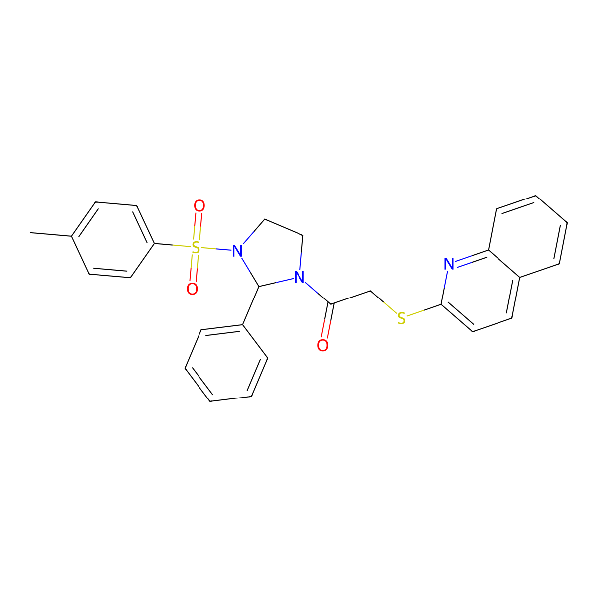 1-[3-(4-Methylphenyl)sulfonyl-2-phenylimidazolidin-1-yl]-2-quinolin-2-ylsulfanylethanone molecular structure, CAS 727422-30-2