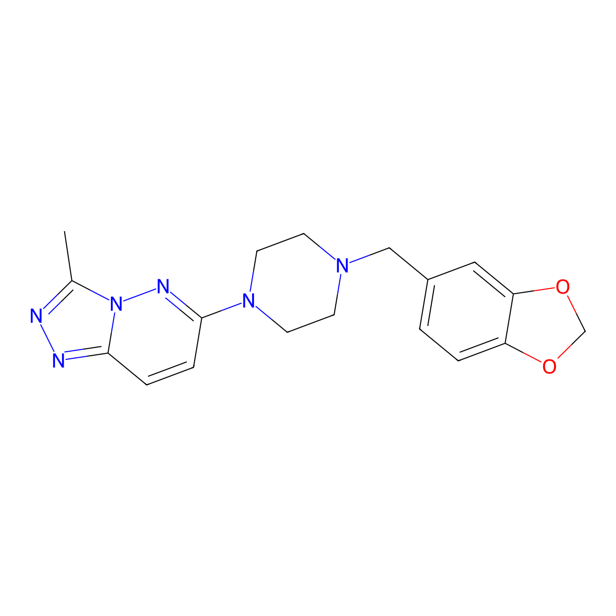 6-[4-(1,3-Benzodioxol-5-ylmethyl)piperazin-1-yl]-3-methyl-[1,2,4]triazolo[4,3-b]pyridazine molecular structure, CAS 727422-39-1
