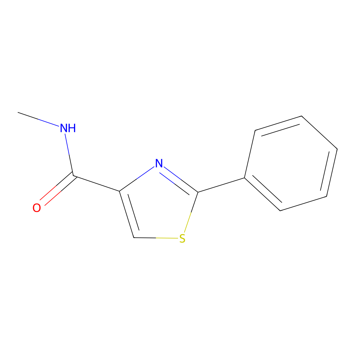 N-methyl-2-phenyl-1,3-thiazole-4-carboxamide molecular structure, CAS 72744-27-5