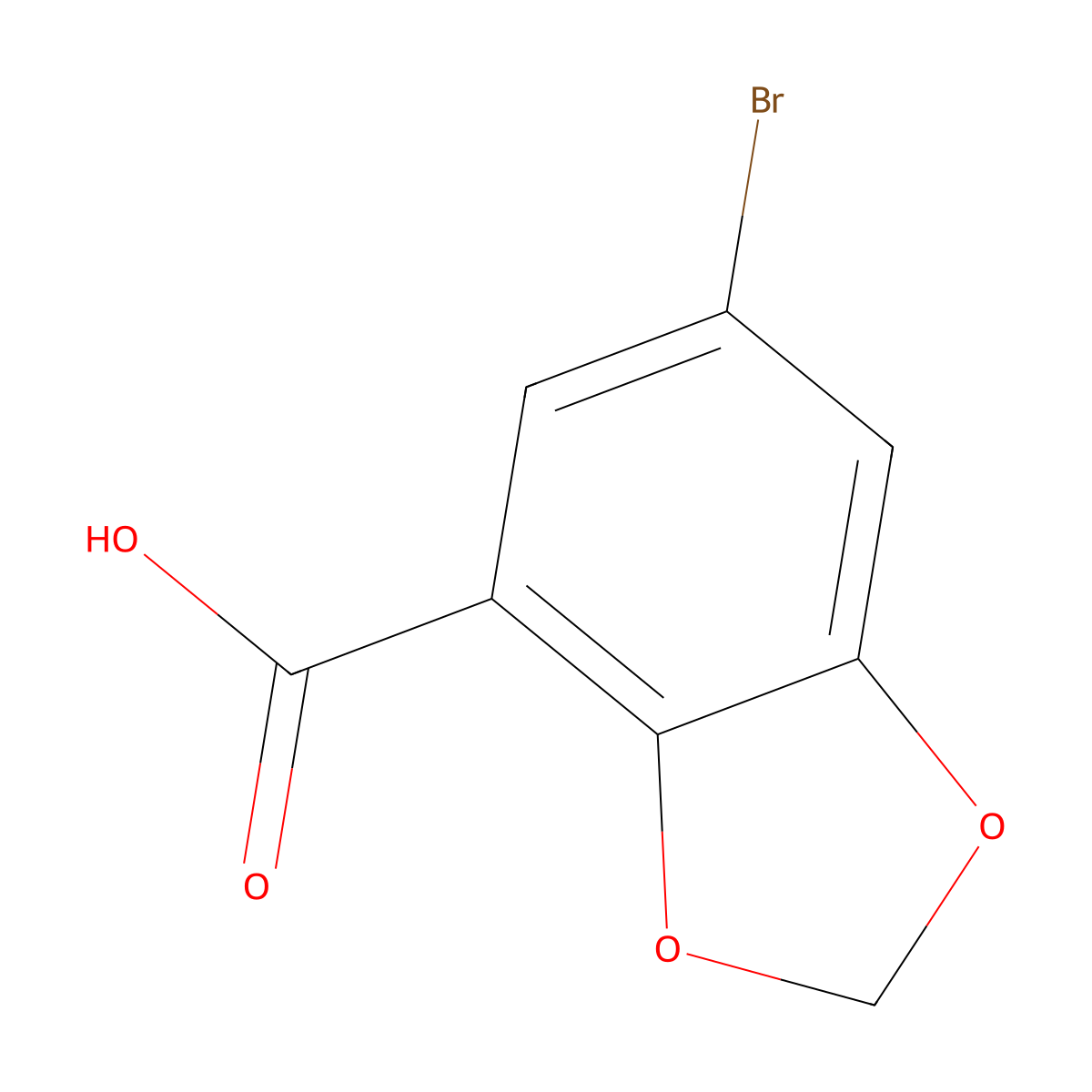 6-Bromo-1,3-dioxaindane-4-carboxylic acid molecular structure, CAS 72744-57-1