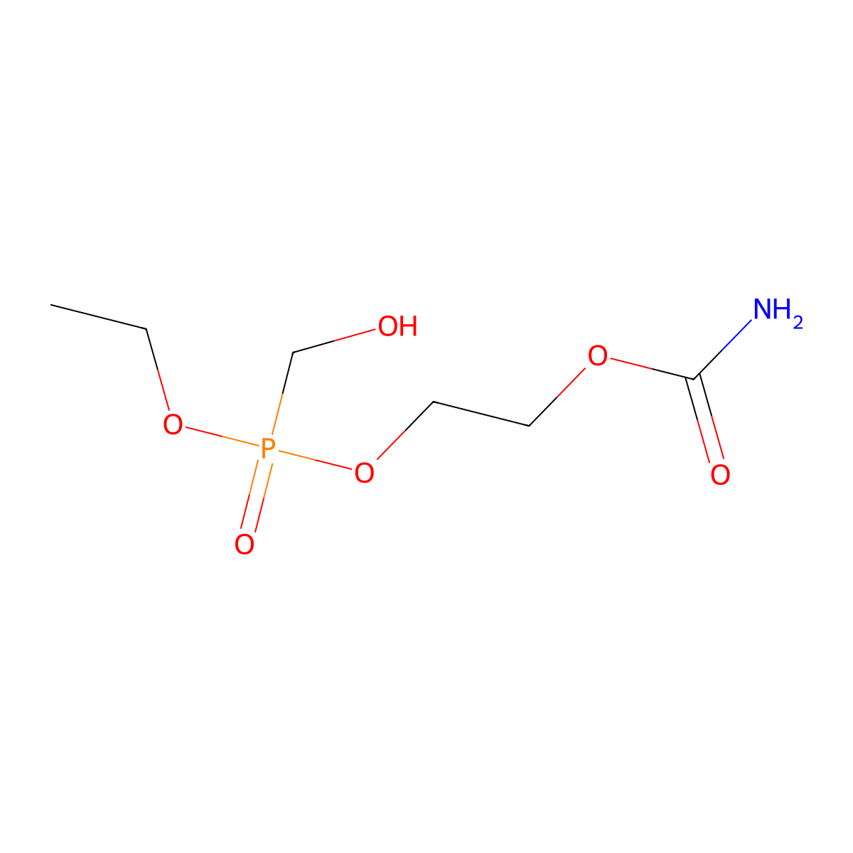 Phosphonic acid, P-(hydroxymethyl)-, 2-((aminocarbonyl)oxy)ethyl ethyl ester molecular structure, CAS 72749-63-4