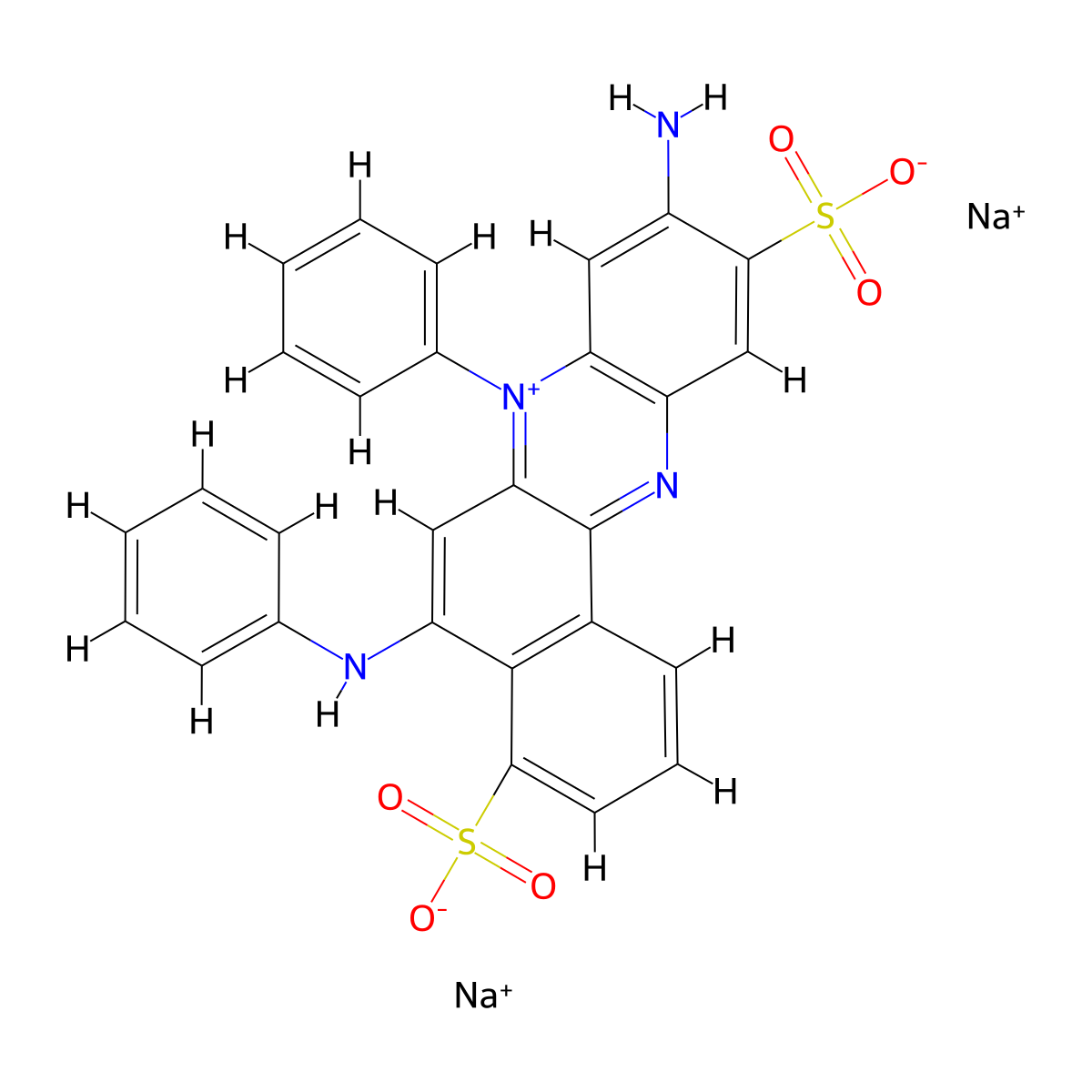 Benzo[a]phenazinium, 9-amino-7-phenyl-5-(phenylamino)-4,10-disulfo-, inner salt, sodium salt (1:2) molecular structure, CAS 72749-80-5