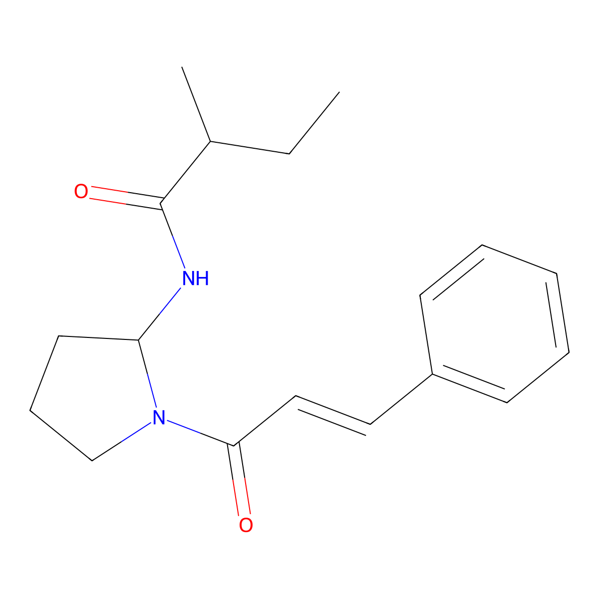 2-methyl-N-[1-(3-phenylprop-2-enoyl)pyrrolidin-2-yl]butanamide molecular structure, CAS 72755-20-5