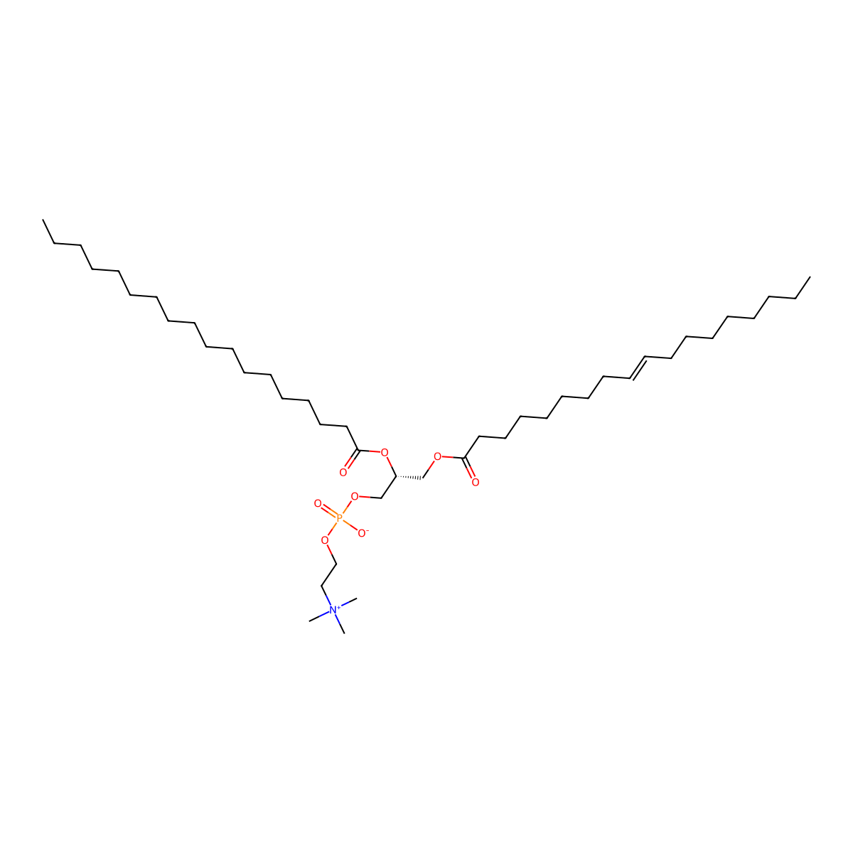 [(2R)-2-octadecanoyloxy-3-octadec-9-enoyloxypropyl] 2-(trimethylazaniumyl)ethyl phosphate molecular structure, CAS 7276-38-2
