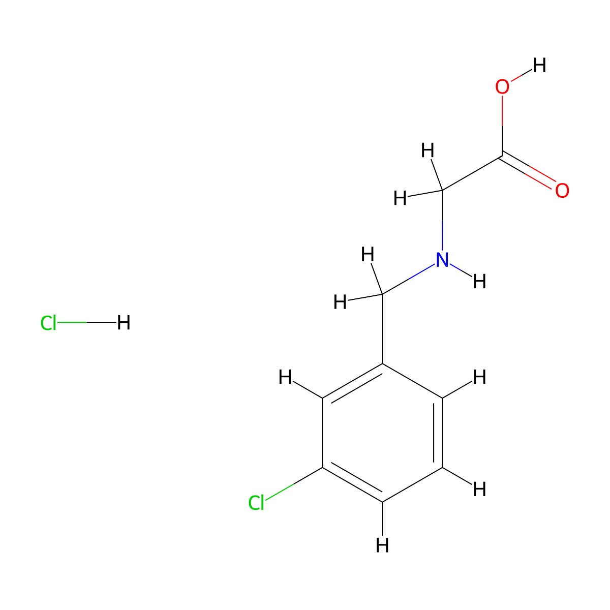 2-{[(3-Chlorophenyl)methyl]amino}acetic acid hydrochloride molecular structure, CAS 72761-90-1
