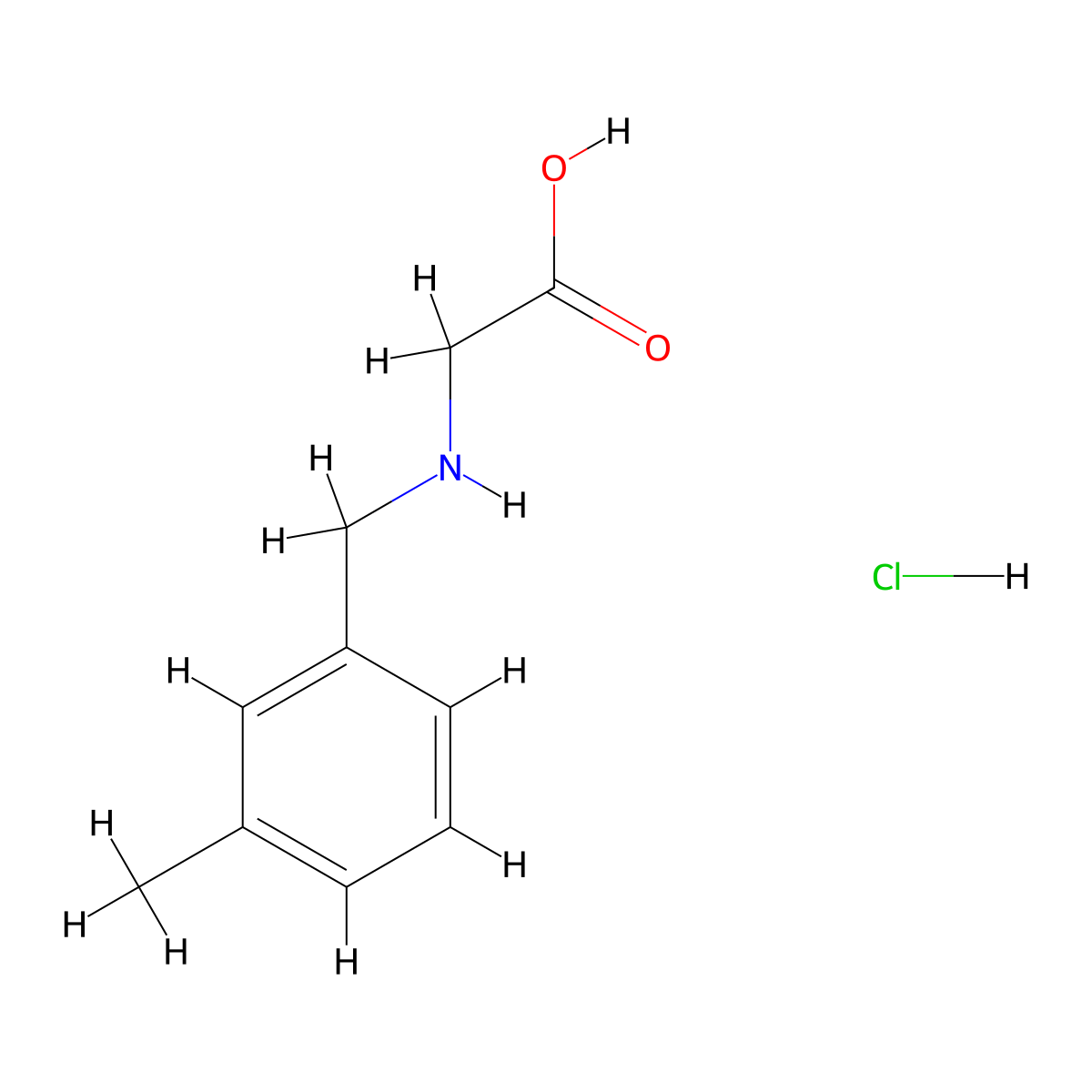 2-{[(3-Methylphenyl)methyl]amino}acetic acid hydrochloride molecular structure, CAS 72761-91-2