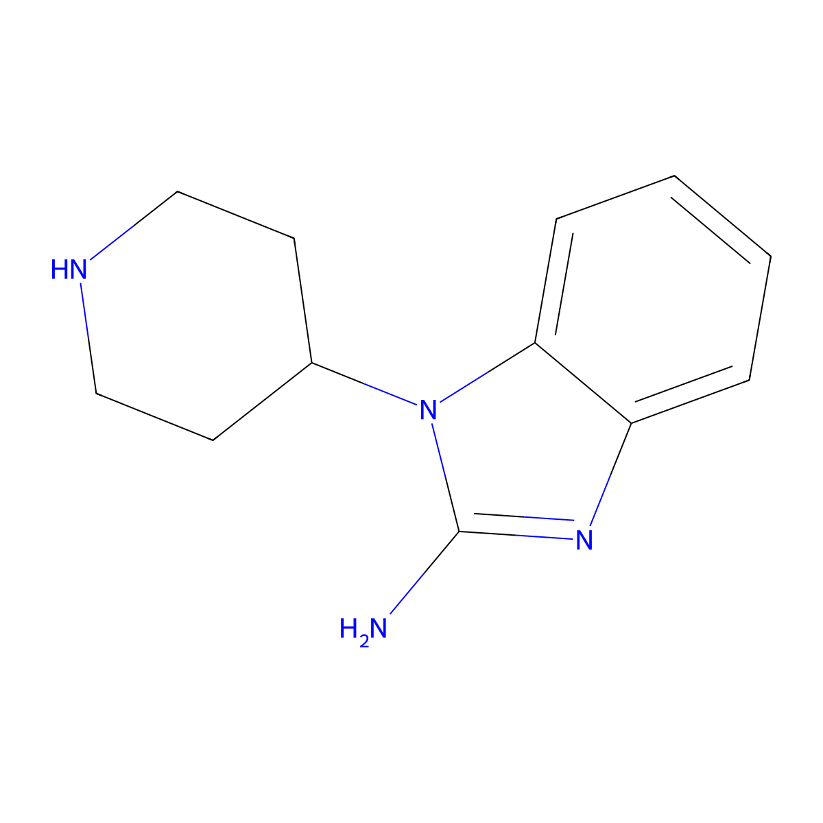 1-(piperidin-4-yl)-1H-1,3-benzodiazol-2-amine molecular structure, CAS 727644-84-0